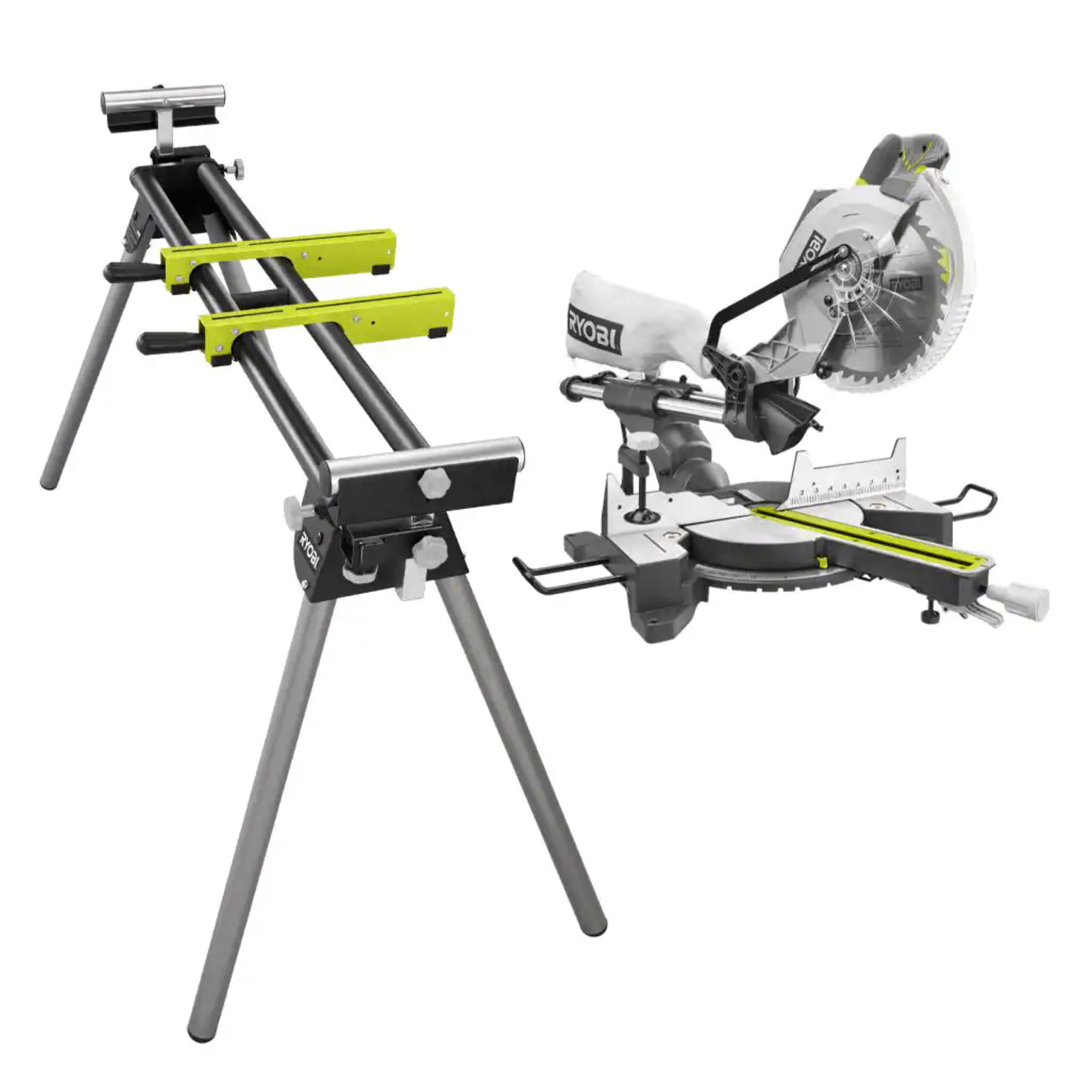 Ryobi 15 Amp 10 in. Sliding Compound Miter Saw and Universal Miter Saw Quickstand (TSS103-A18MS01G)