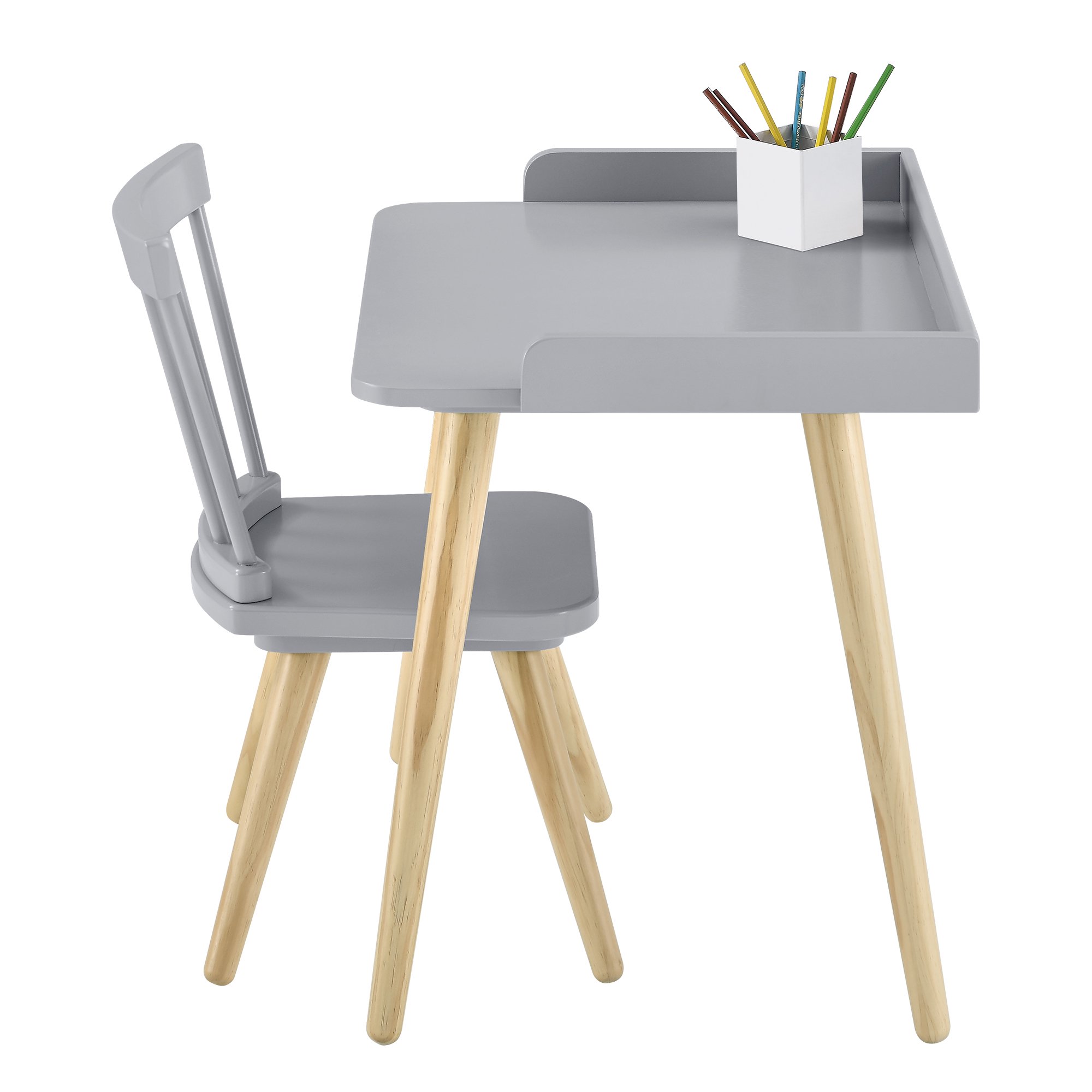 Delta Children Essex Desk & Chair Set. Green Guard Gold Certified. Grey and Natural