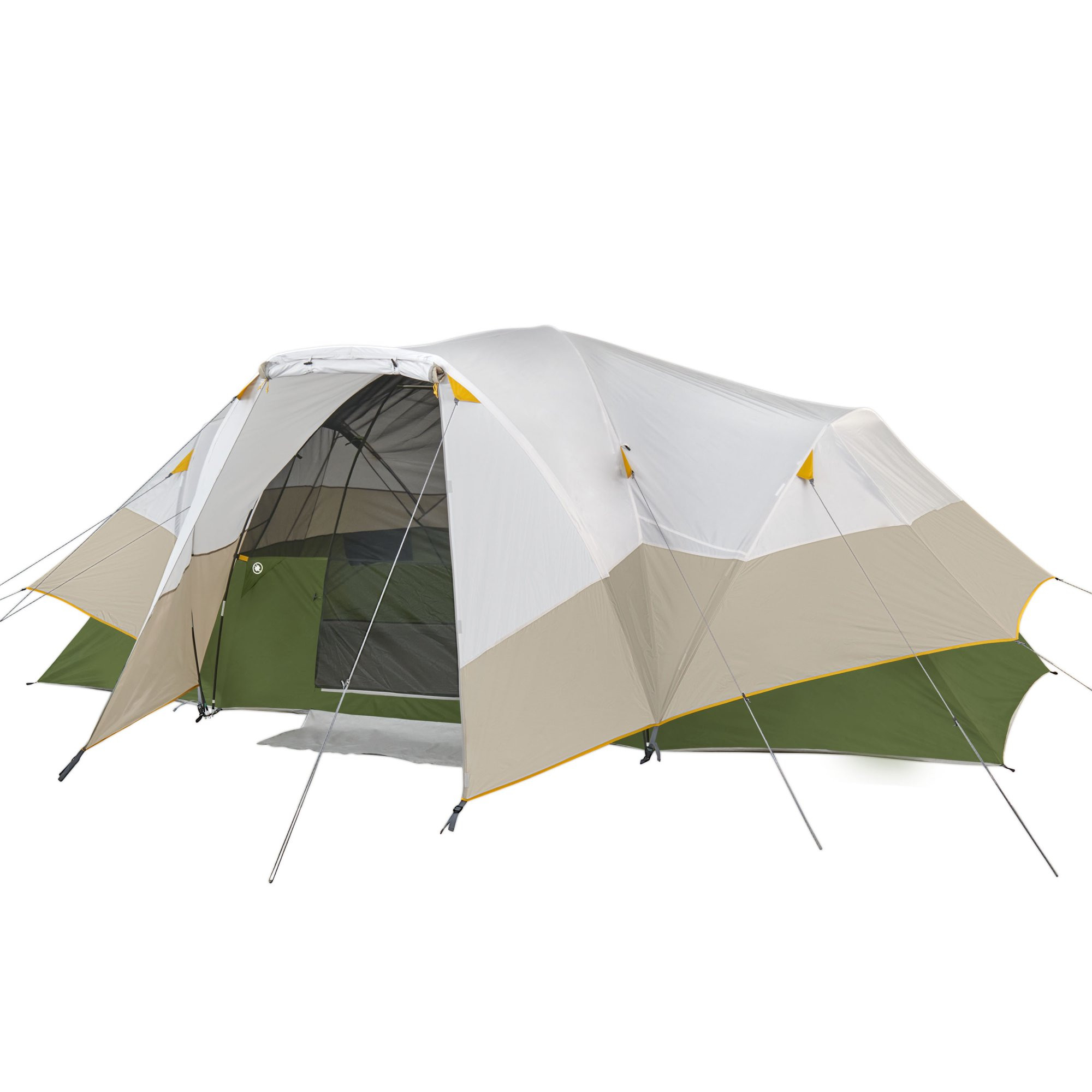 Slumberjack Aspen Grove 8-Person 2 Room Hybrid Dome Tent. with Full Fly. Off-White/ Green