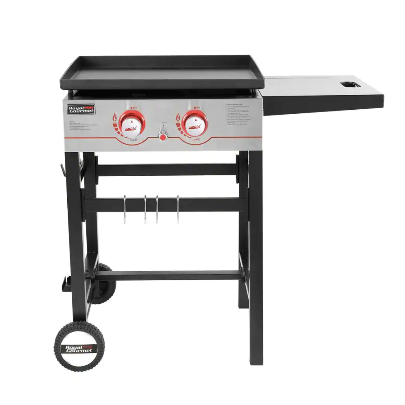 Royal Gourmet 2 Burner Propane Gas Grill Griddle with Fixed Side Tables