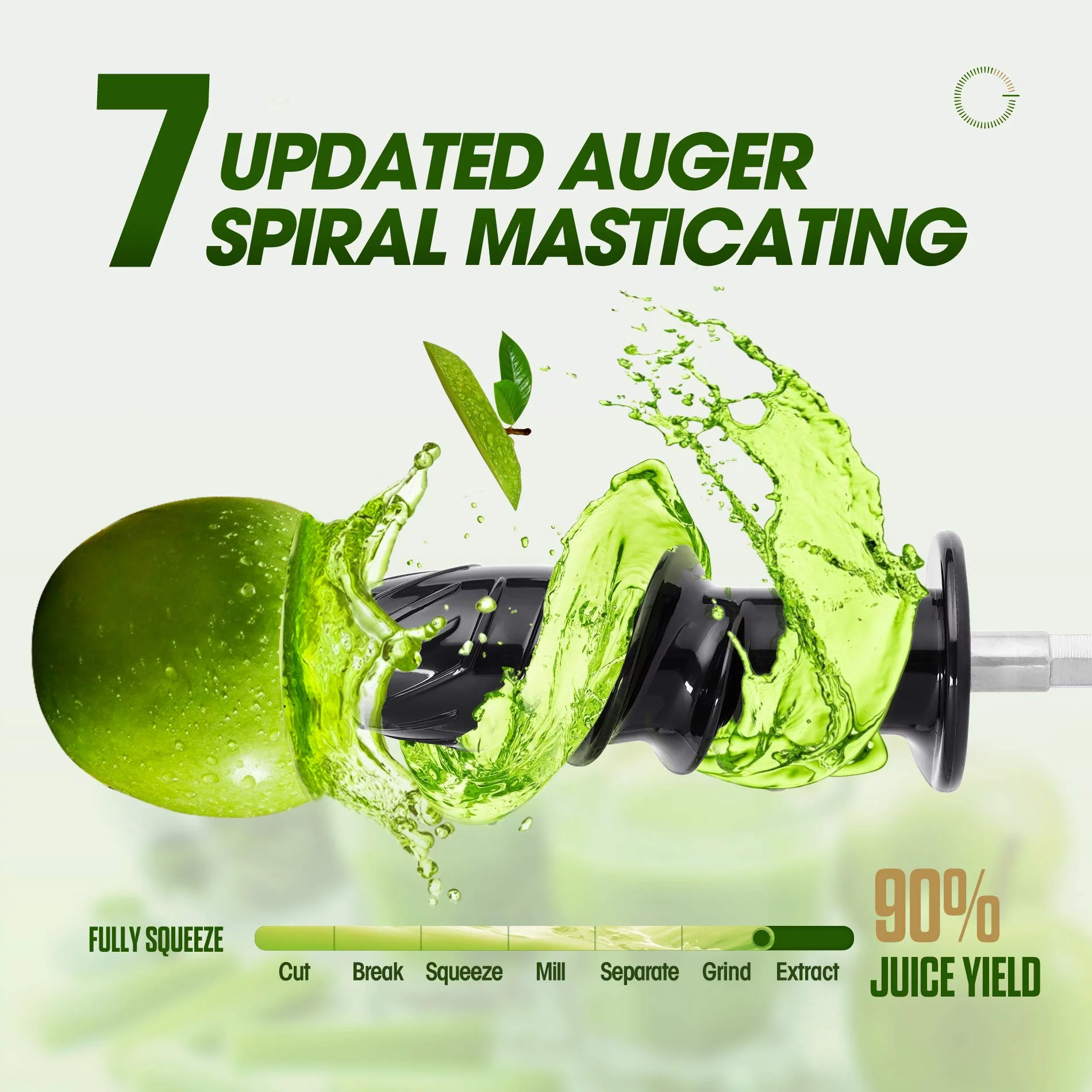 Mama-s Choice Slow Masticating Juicer. Cold Press Juicer Extractor Easy to Clean with Total Pulp Control. Green