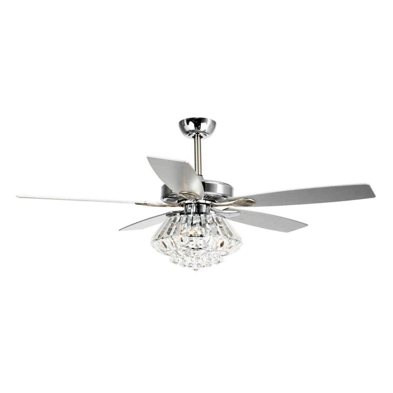 Parrot Uncle Zuniga 52 in. Indoor Chrome Downrod Mount Crystal Chandelier Ceiling Fan with Light Kit and Remote Control