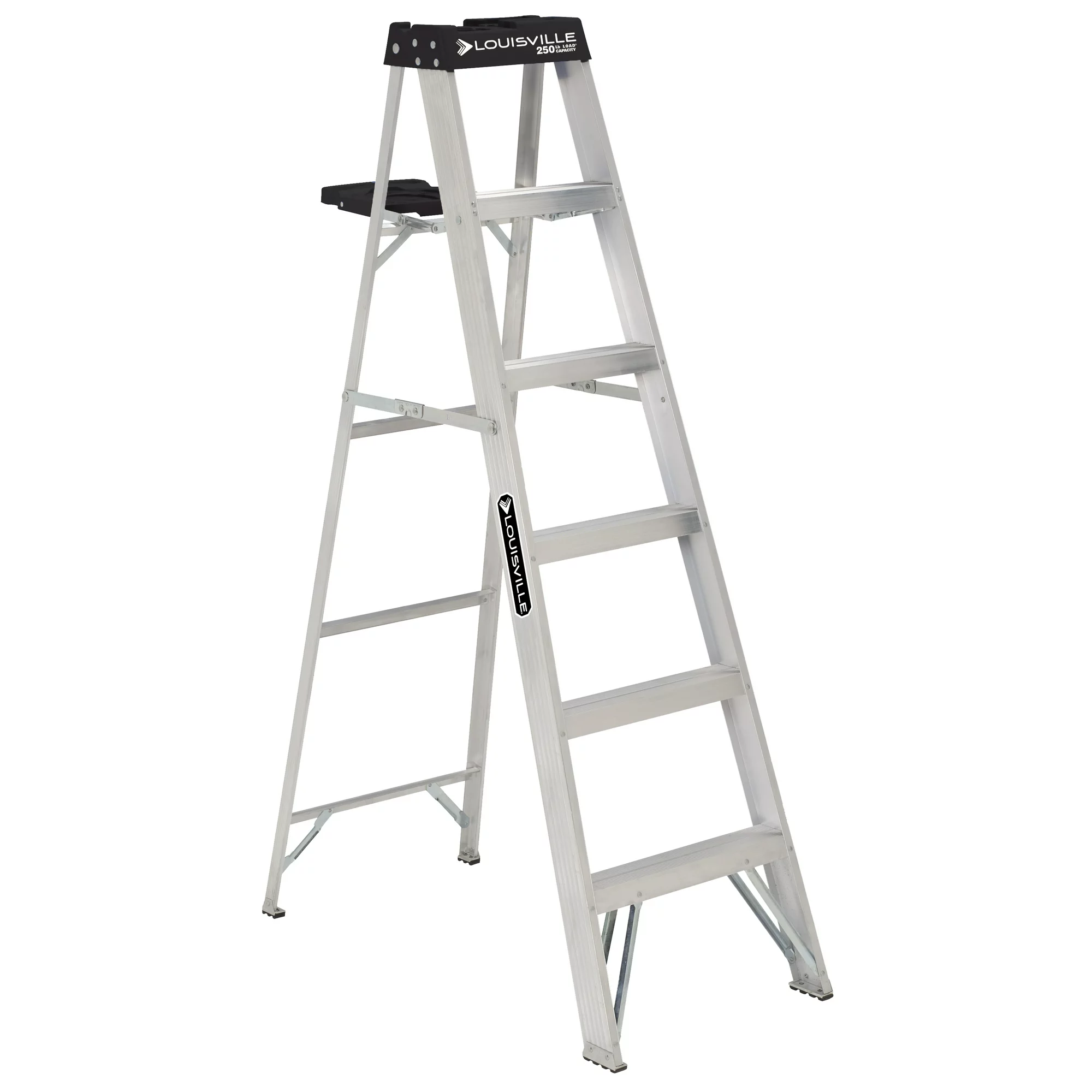 Louisville Ladder 6′ Aluminum Step Ladder. 10′ Reach. 250 lbs Load Capacity