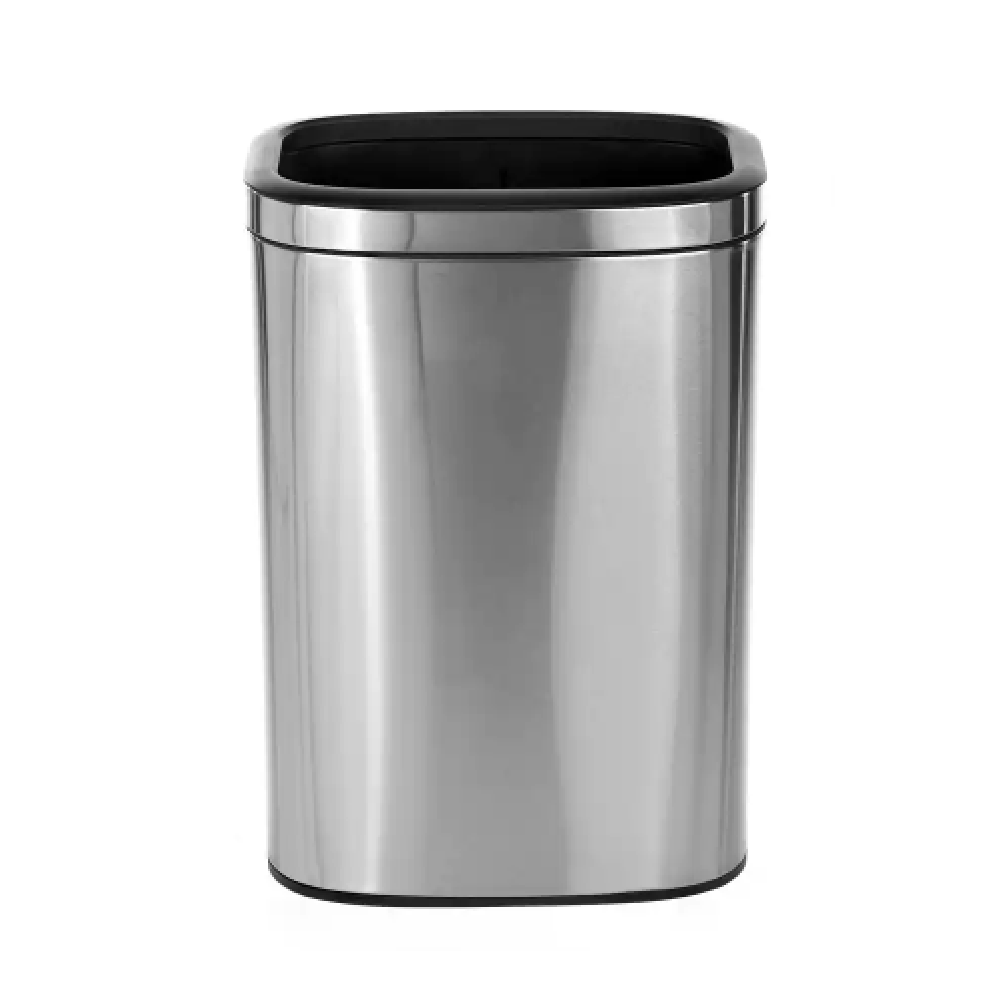 Alpine Industries 10.5 Gal. Stainless Steel Rectangular Liner Touchless Open Top Trash Can with Liner
