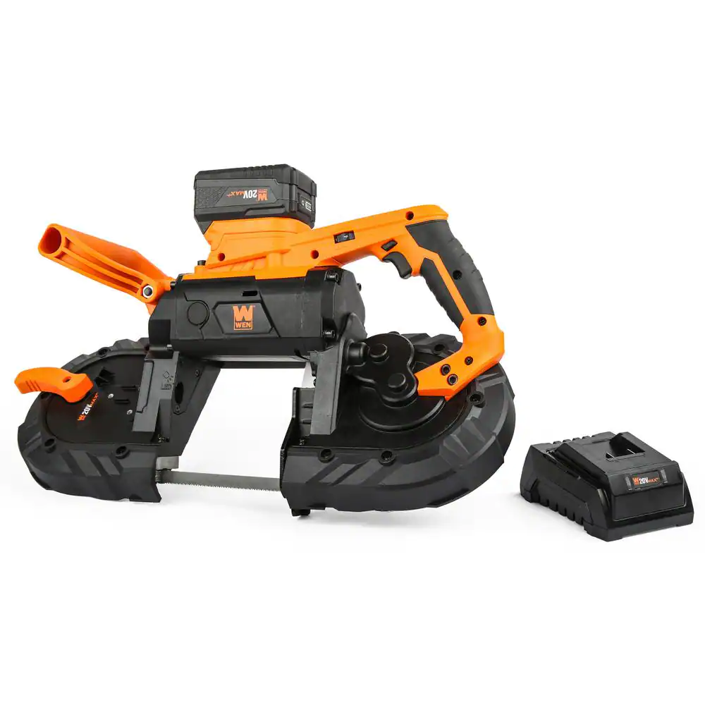 Wen 20-Volt Max 5 in. Variable Speed Cordless Portable Metal Band Saw with 5.0 Ah Lithium-Ion Battery and Charger