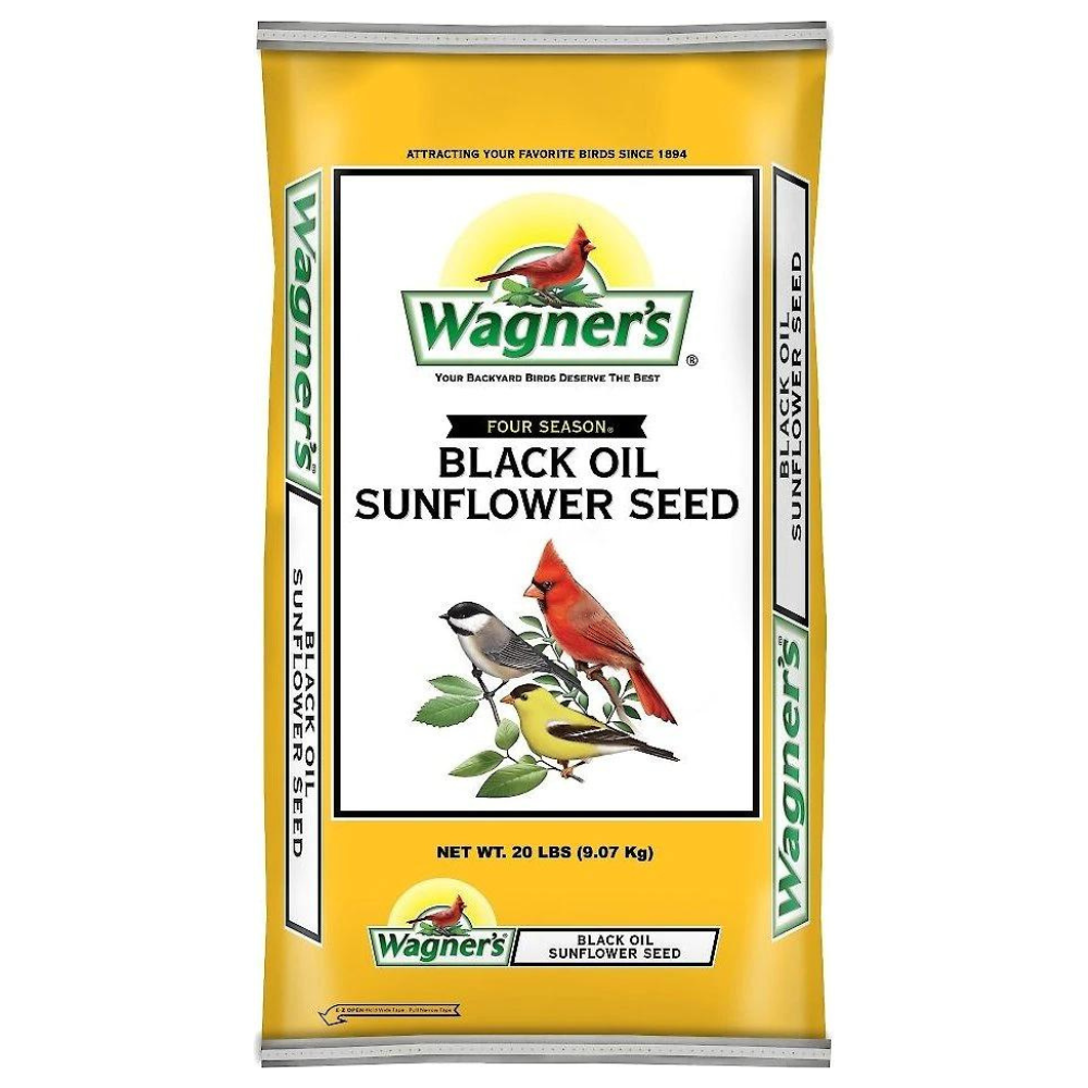Wagner-s Four Season 100% Black Oil Sunflower Seed Wild Bird Food. 20-lb bag. Bundle of 2