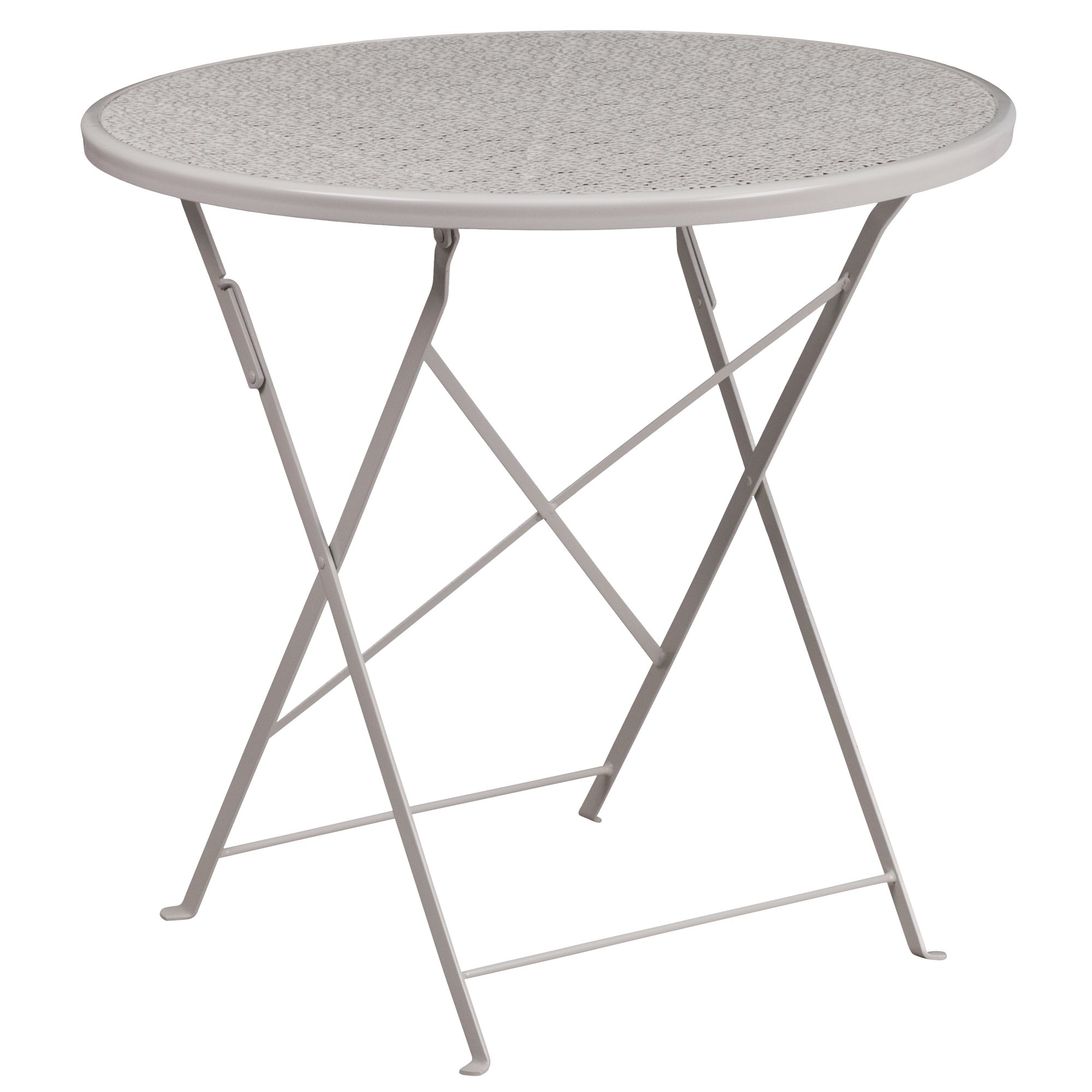 Flash Furniture Oia Commercial Grade 30″ Round Light Gray Indoor-Outdoor Steel Folding Patio Table
