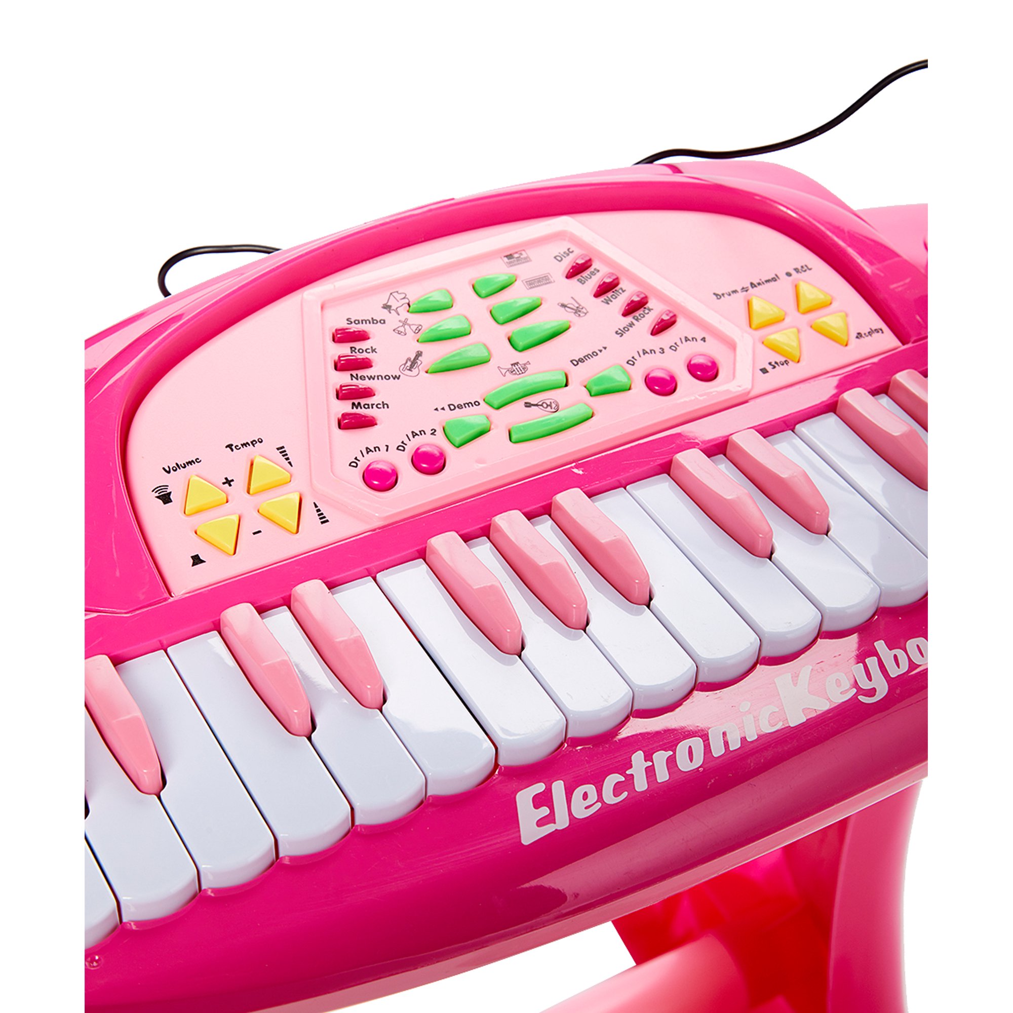 Dash Toyz Pink 36-Key Kids Piano Set W/Microphone & Chair Records & Plays Back Pink