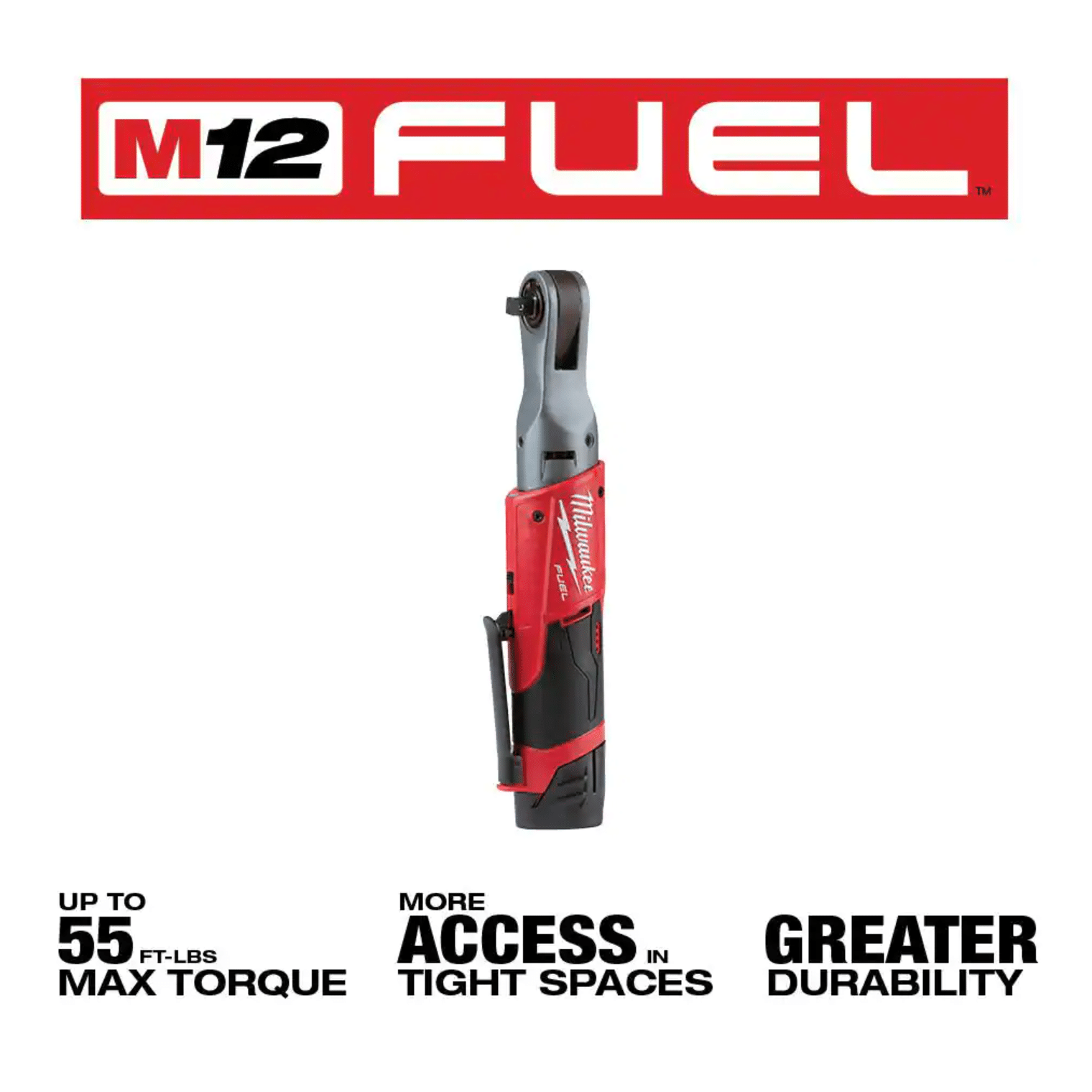 Milwaukee M12 Fuel 12-Volt Lithium-Ion Brushless Cordless 3/8 in. Ratchet Kit with (2) 2.0Ah Batteries. Charger & Tool Bag (2557-22)