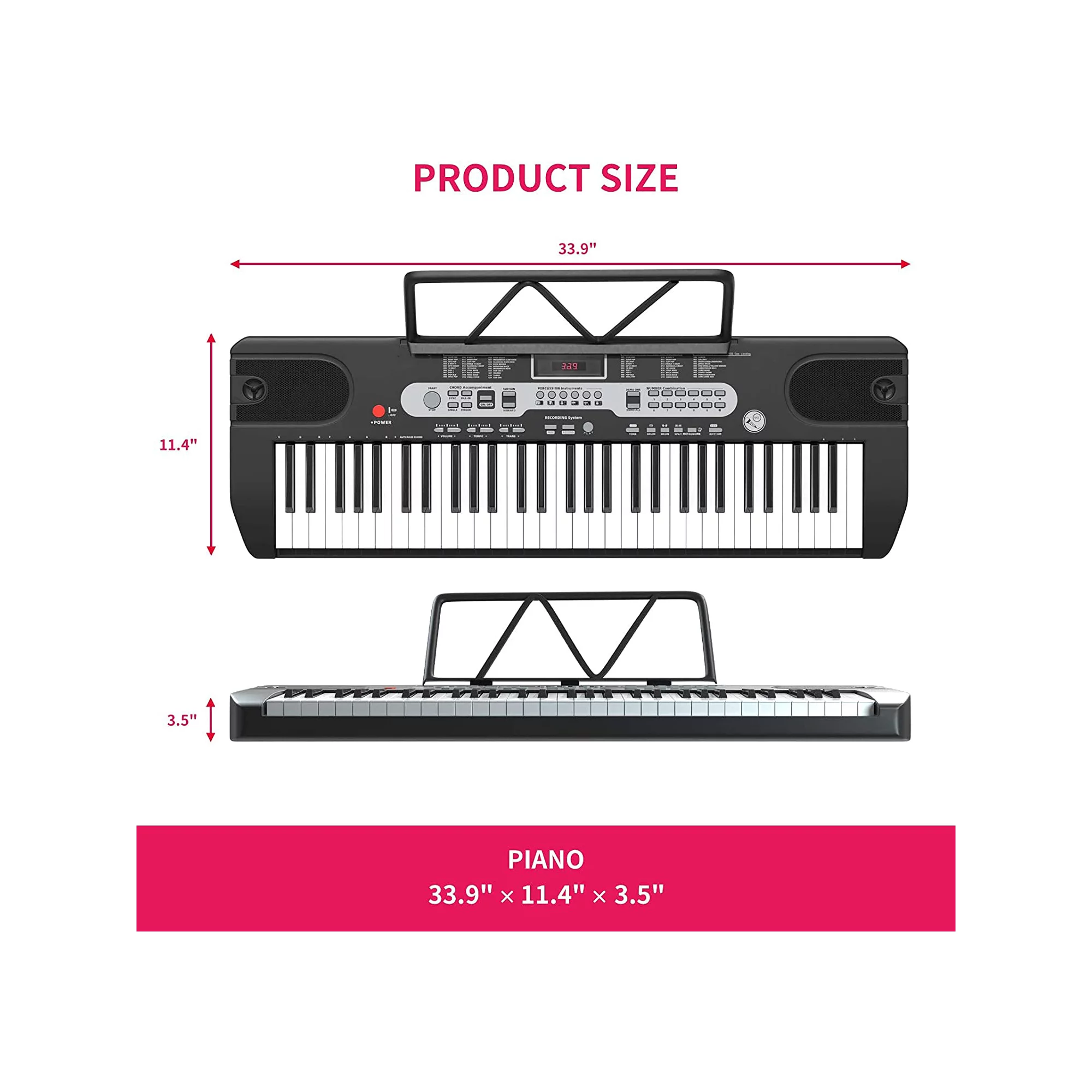 Skonyon 61 Key Portable Electric Piano Keyboard With Microphone