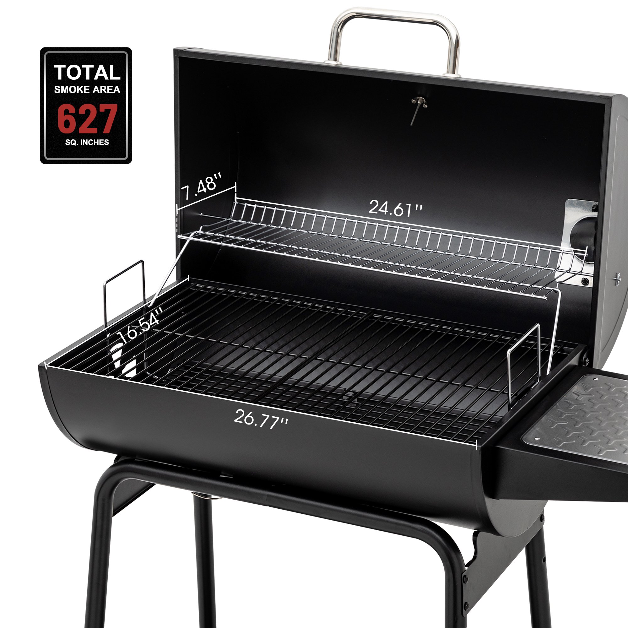 Royal Gourmet 30″ CC1830 627 Square inches Barrel Charcoal Grill with Side Table