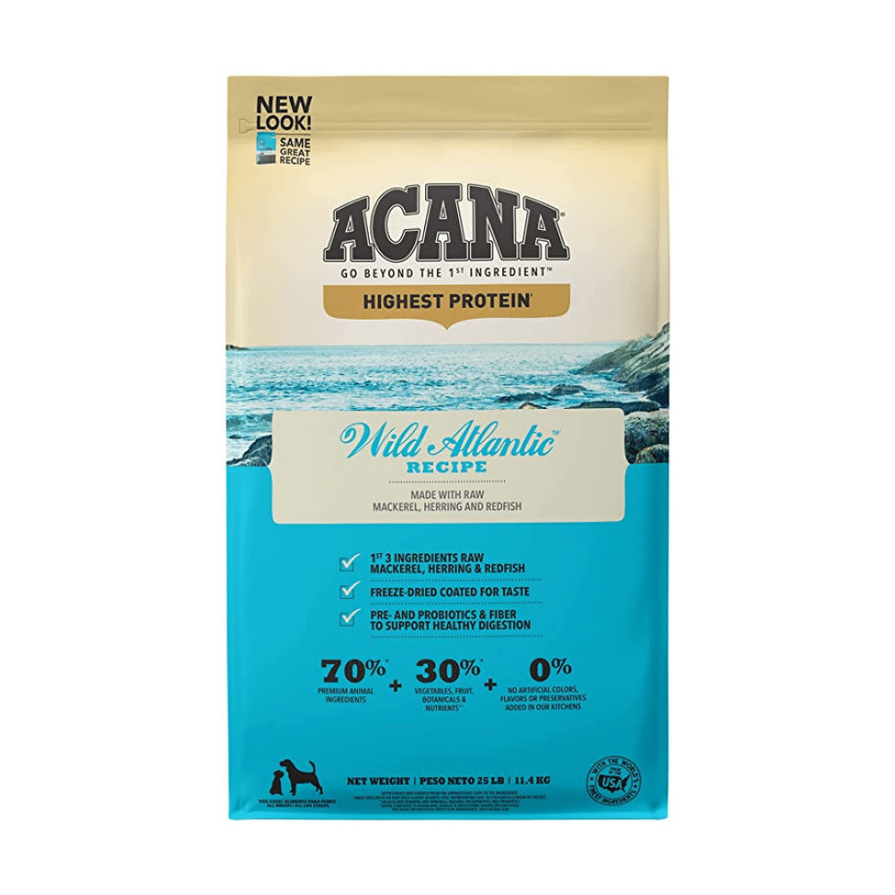 Acana Wild Atlantic Grain Free High Protein Freeze-Dried Coated Fish Dry Dog Food. 25 Pounds