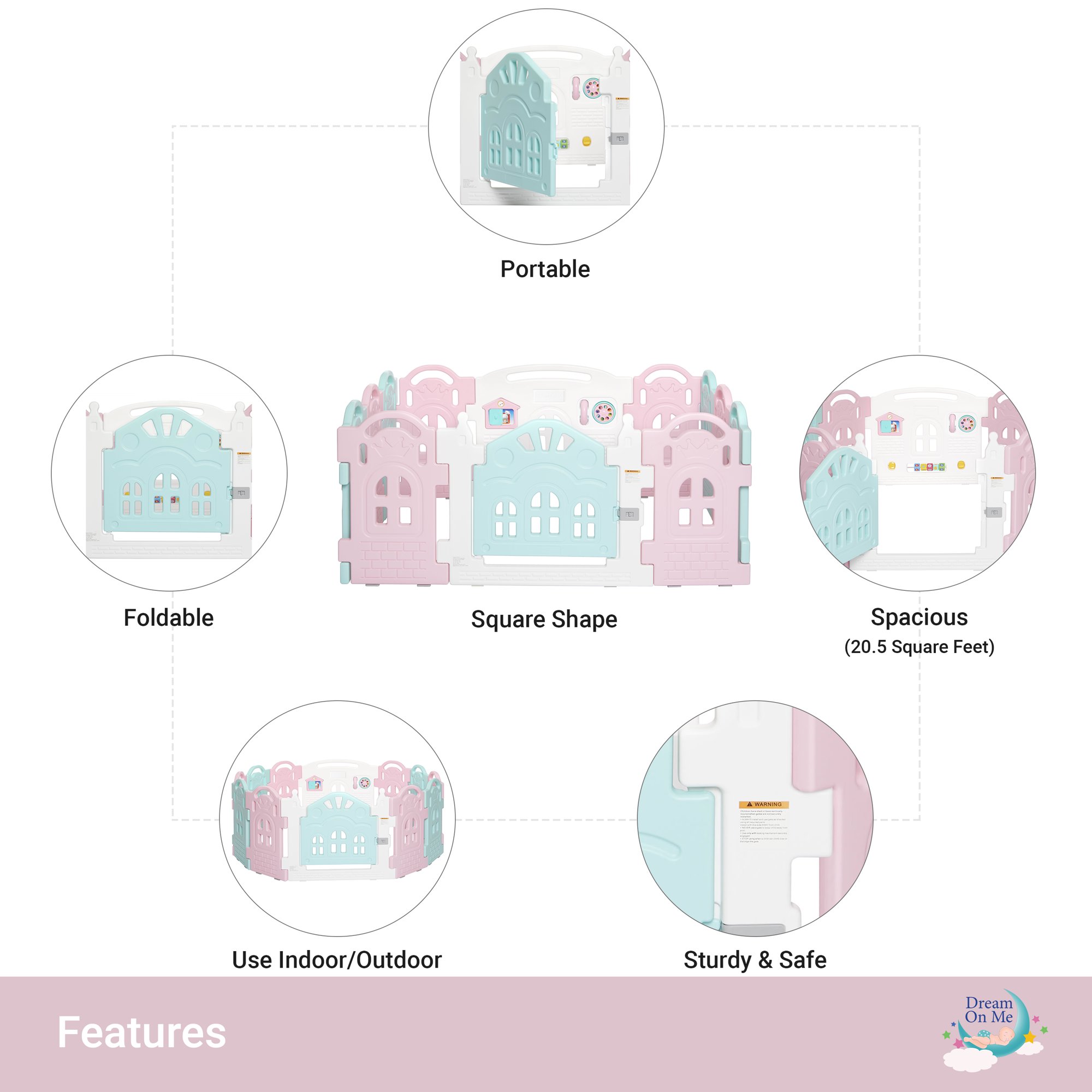 The Dream On Me 12 Panel Rumi Play Pen/ Playpen / Playard