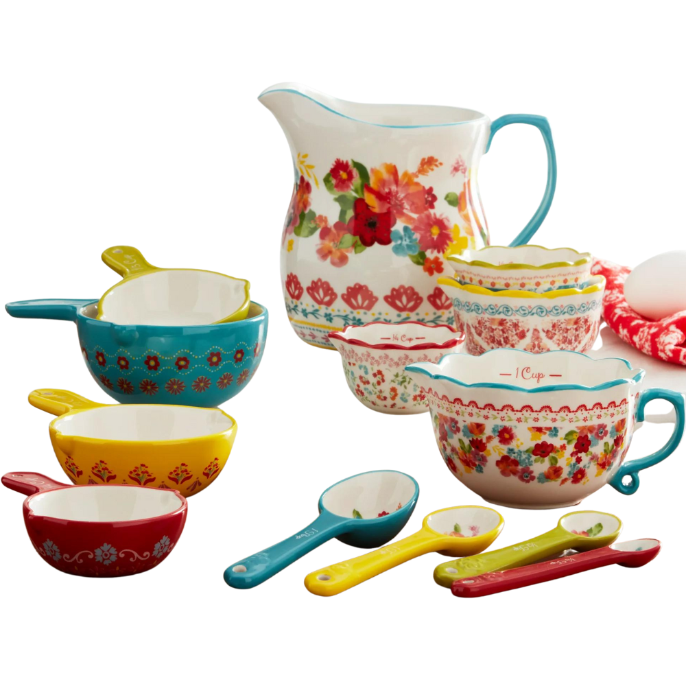The Pioneer Woman Wildflower Whimsy Durable Stoneware 13-Piece Measuring Cup Set