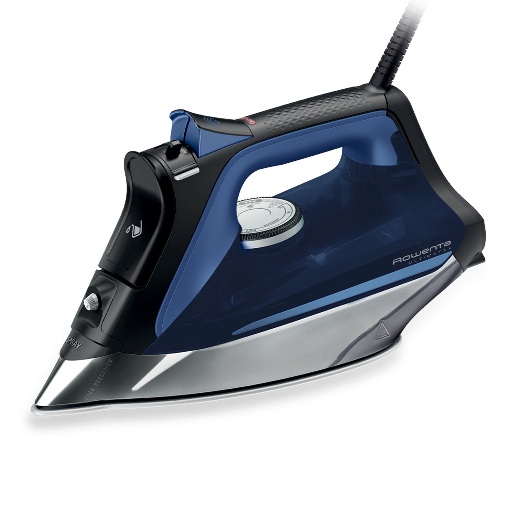 Rowenta Ultimate+ Steam Iron - Powerful. Vertical Steam. Auto-Off. Black & Blue