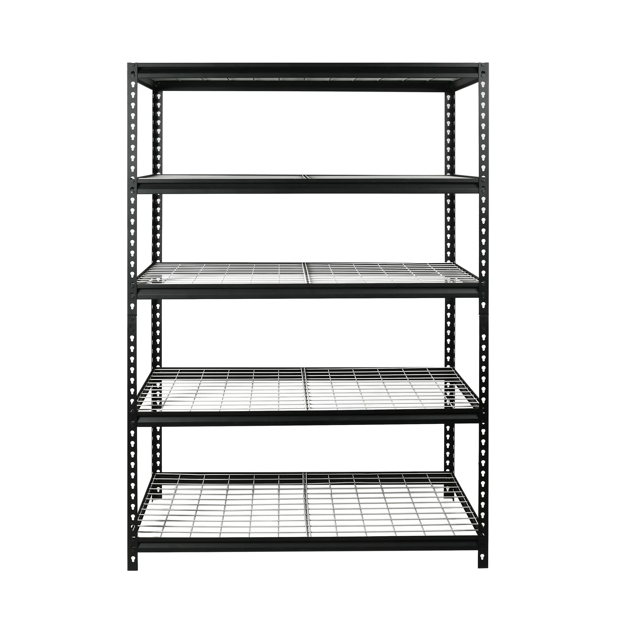 Workpro 48″ W x 24″ D x 72″ H 5-Shelf Freestanding Shelves. Black and Silver