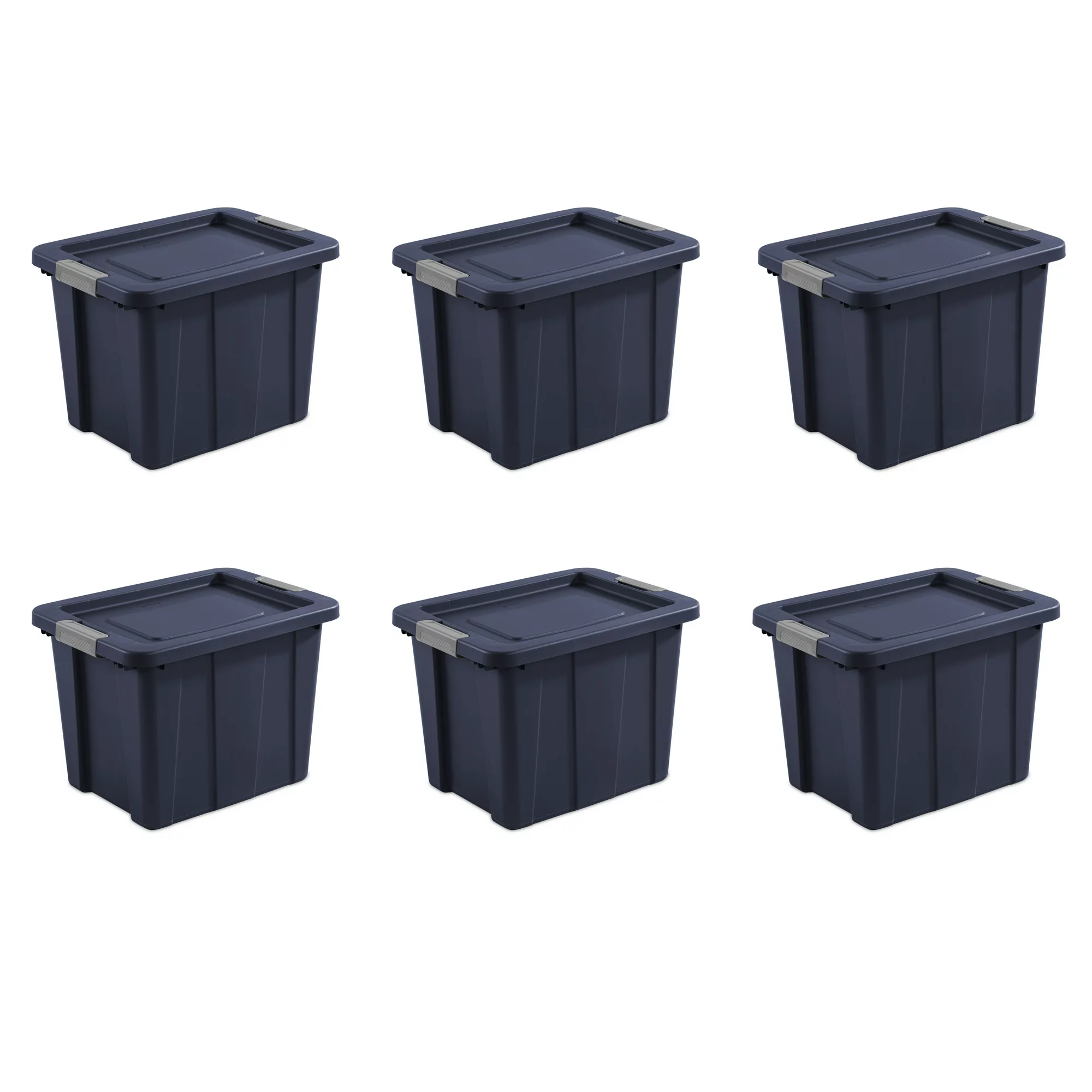 Sterilite 18 Gallon Latching Tuff1 Tote Plastic. Dark Indigo. Set of 6