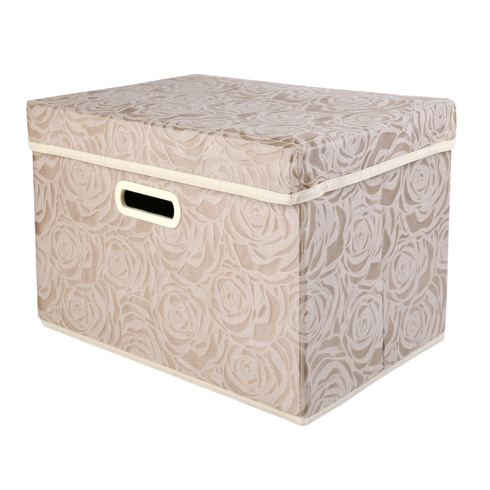 Anminy Collapsible Storage Bins With Lids Fabric Decorative Storage Boxes Cubes Organizer Containers Baskets. Khaki