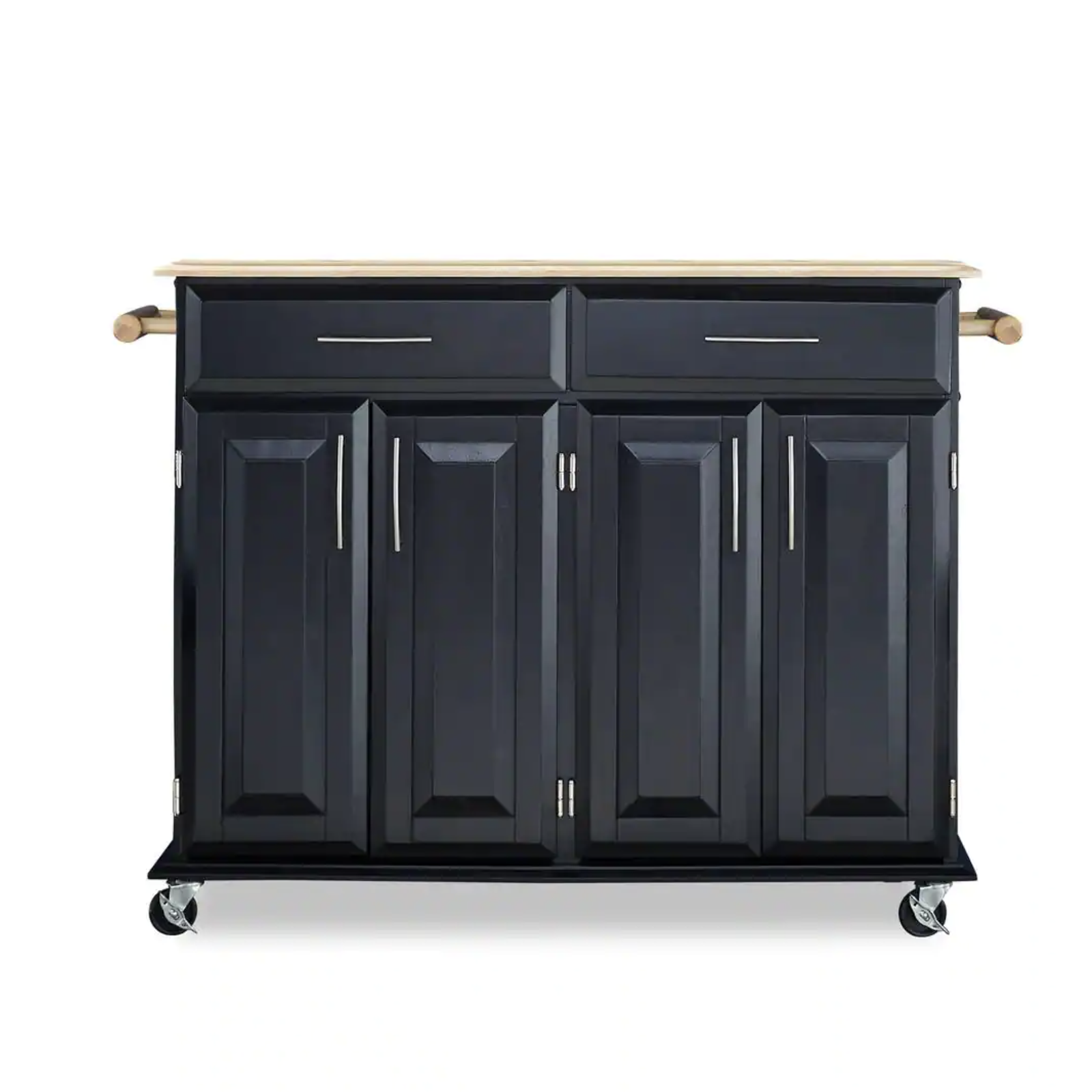 Homestyles Dolly Madison Black Kitchen Cart With Natural Wood Top