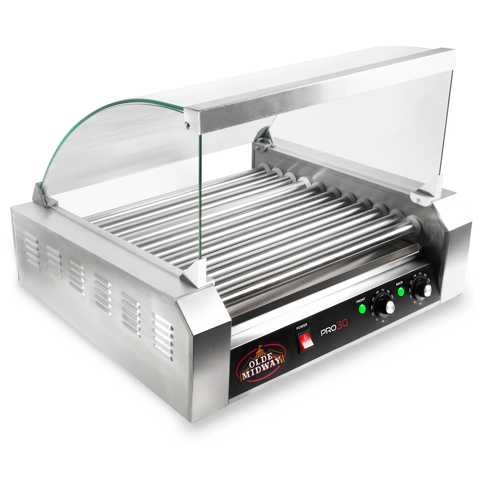 Olde Midway 30 Hot Dog Roller Grill with Cover (CON-ROLL-PRO30-CVR)