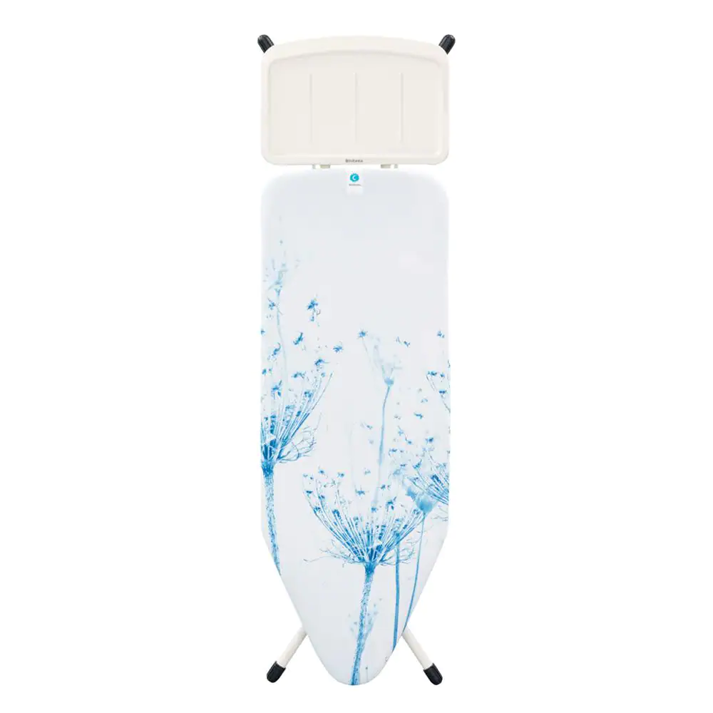 Brabantia Ironing Board C With Solid Steam Unit Holder. Cotton Flower Cover And White Frame