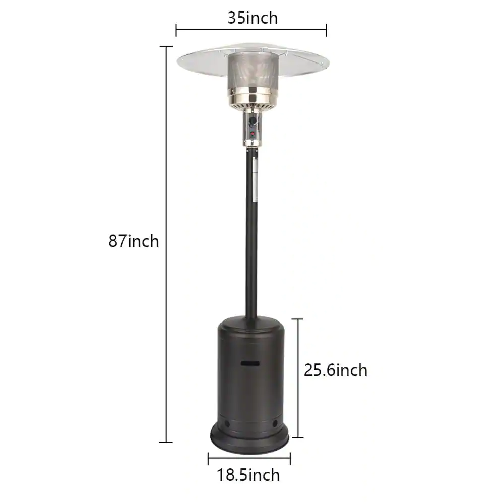 Upha 46000 BTU Standing Propane Patio Heater With Wheels In Mocha