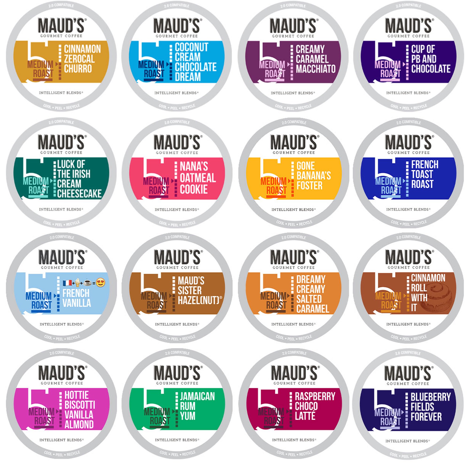 Maud-s Super Flavored Coffee Variety Pack. 16 Flavors - 100% Arabica Coffee