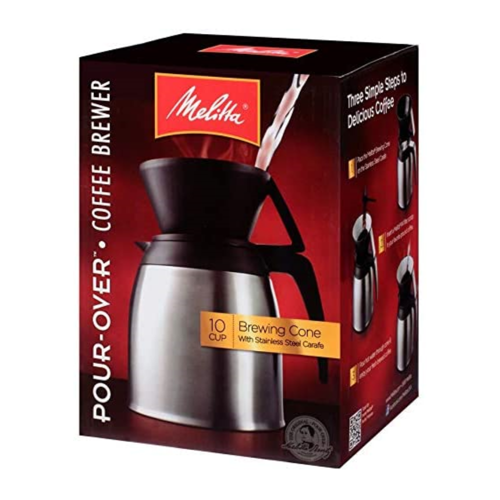 Melitta Pour-Over Brewer 10 Cup Coffee Maker With Stainless Thermal Carafe