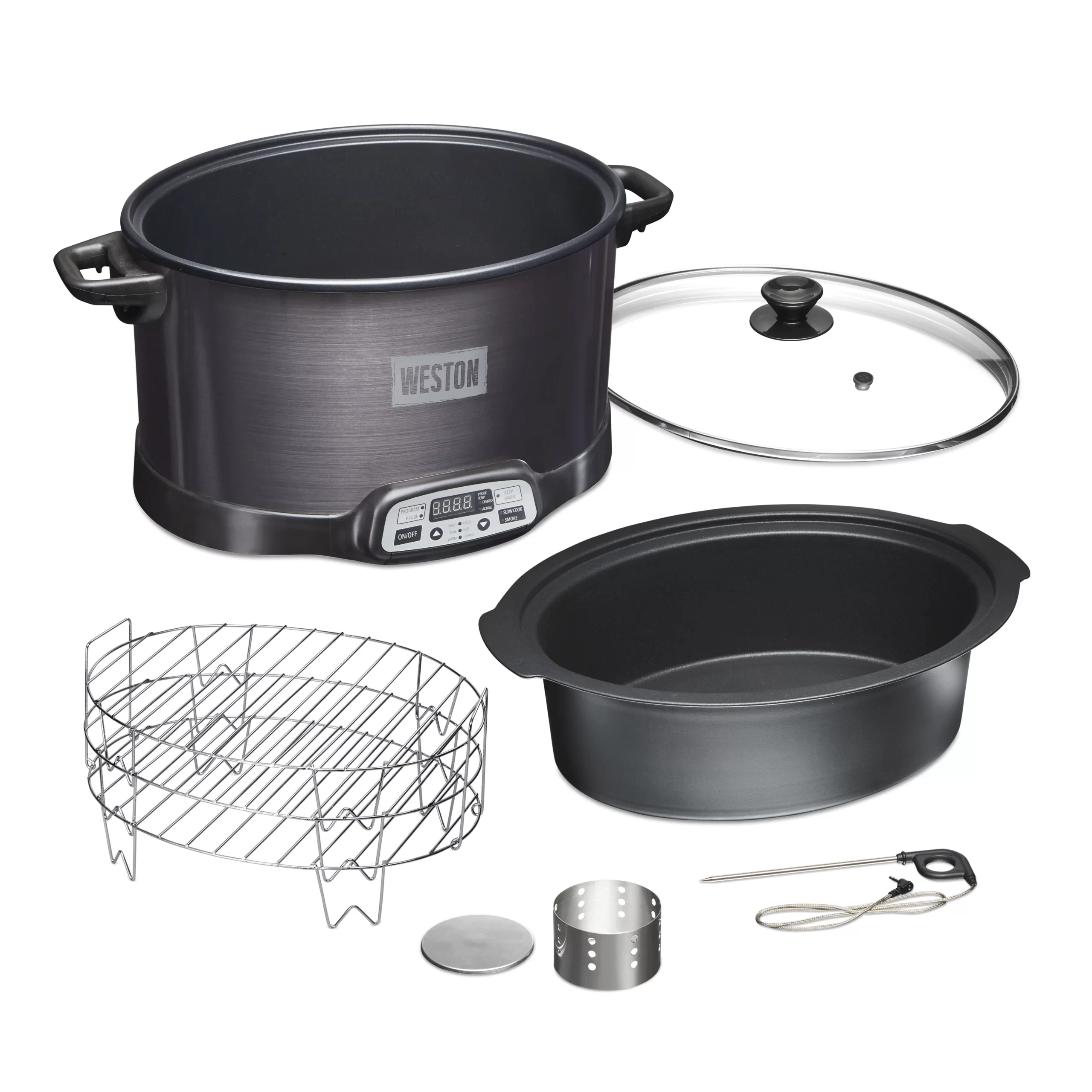 Weston 2-in-1 Indoor Smoker & Slow Cooker. 6 Quart Capacity. Black. 03-2500-W