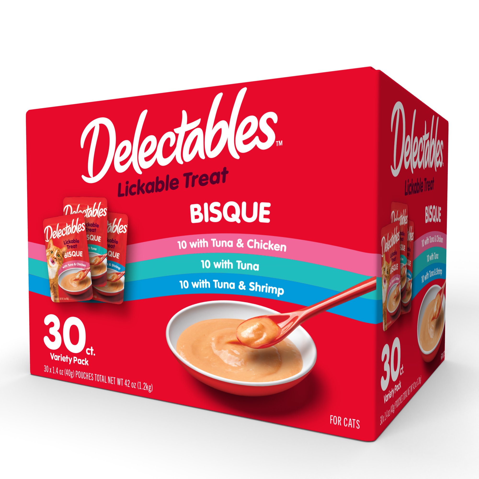 Hartz Delectables Bisque Lickable Wet Cat Treats Variety Pack. 30 Count