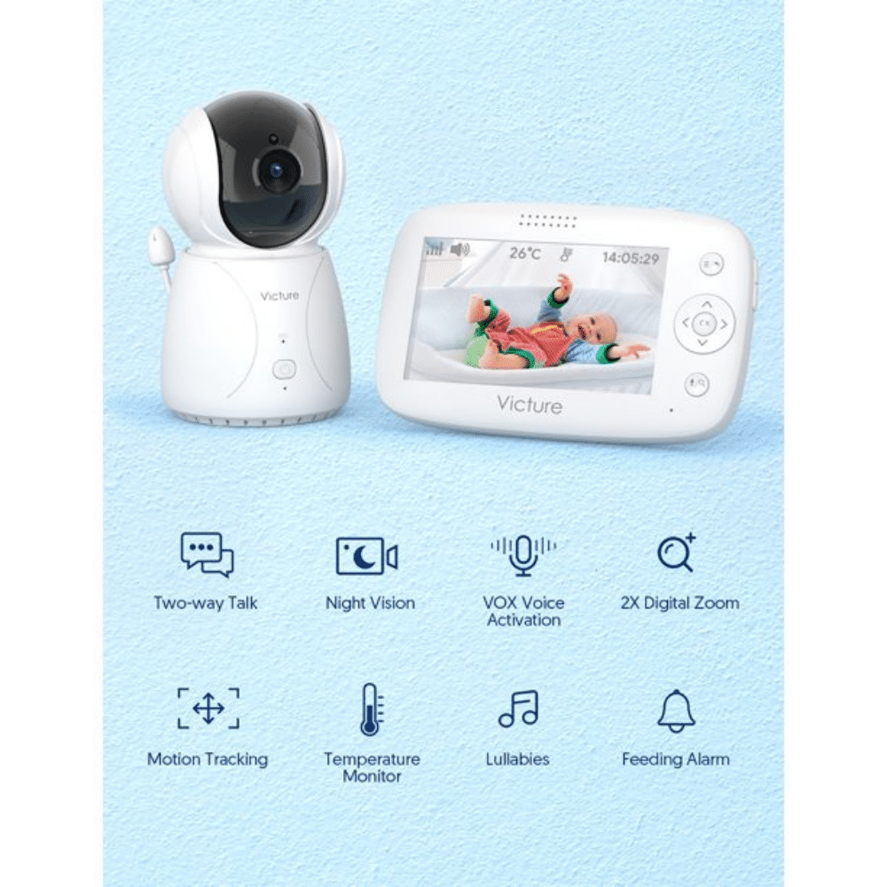 Victure Video Baby Monitor with Camera. 4.3-inch LCD Screen. White