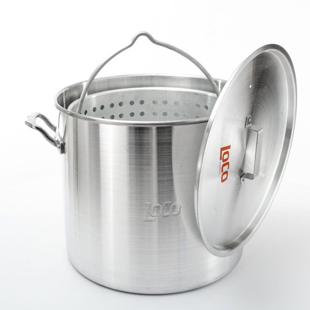 Loco Cookers 80 Quart Propane Boiling Kit With Twist And Steam. Stainless Steel