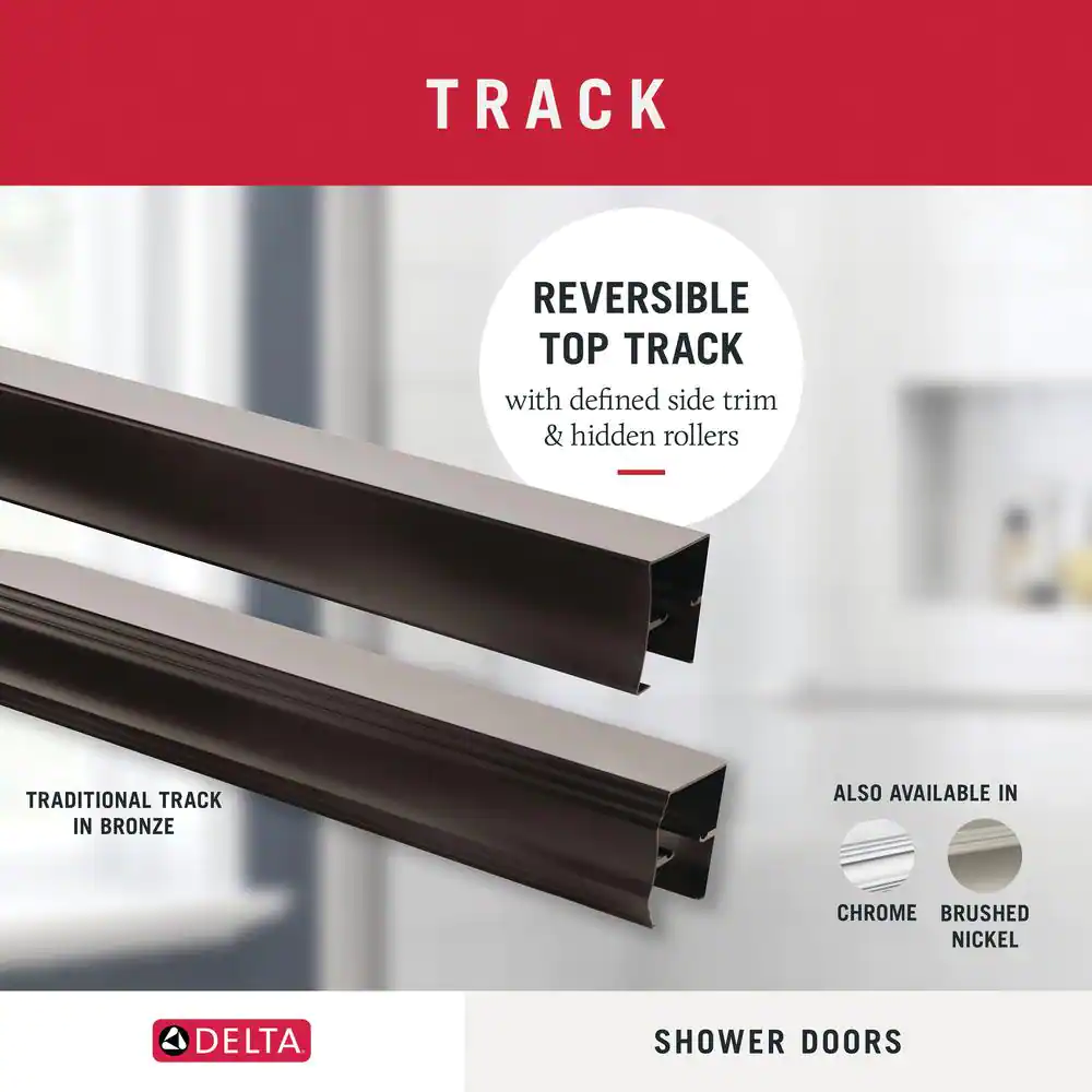 Delta 60 in. Semi-Frameless Traditional Sliding Bathtub Door Track Assembly Kit in Bronze