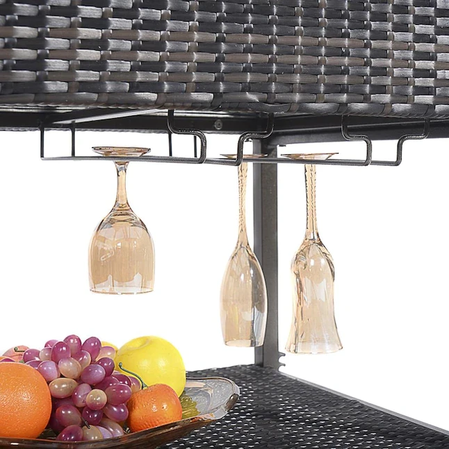 Goplus Portable Rattan Cooler Cart Trolley Outdoor Patio Pool Party Ice Drink Mix Brown