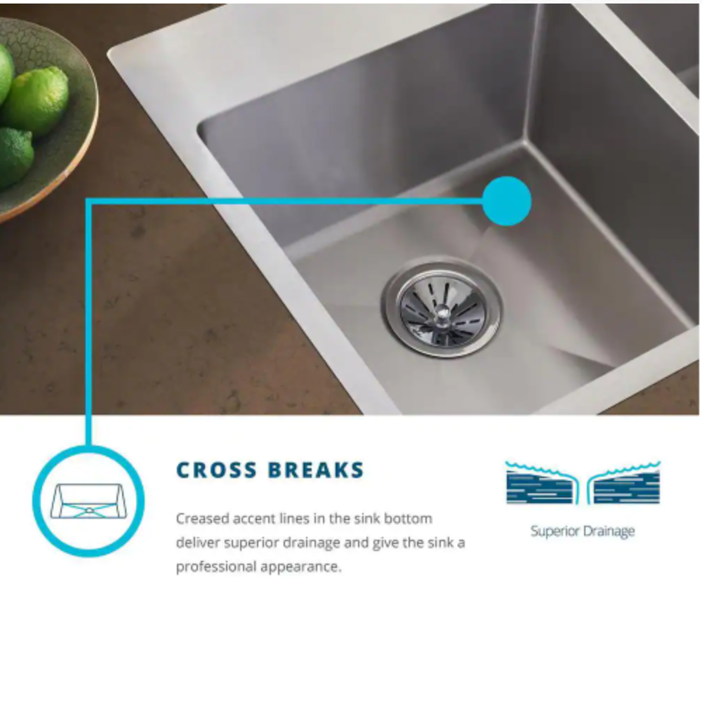 Elkay Crosstown 20 Gauge Stainless Steel 15 in. 2-Hole Dual Mount Bar Sink