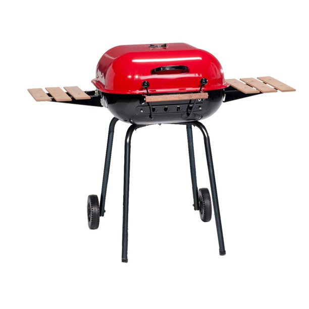 Meco Americana Charcoal BBQ Grill With Adjustable Cooking Grate And Side Table