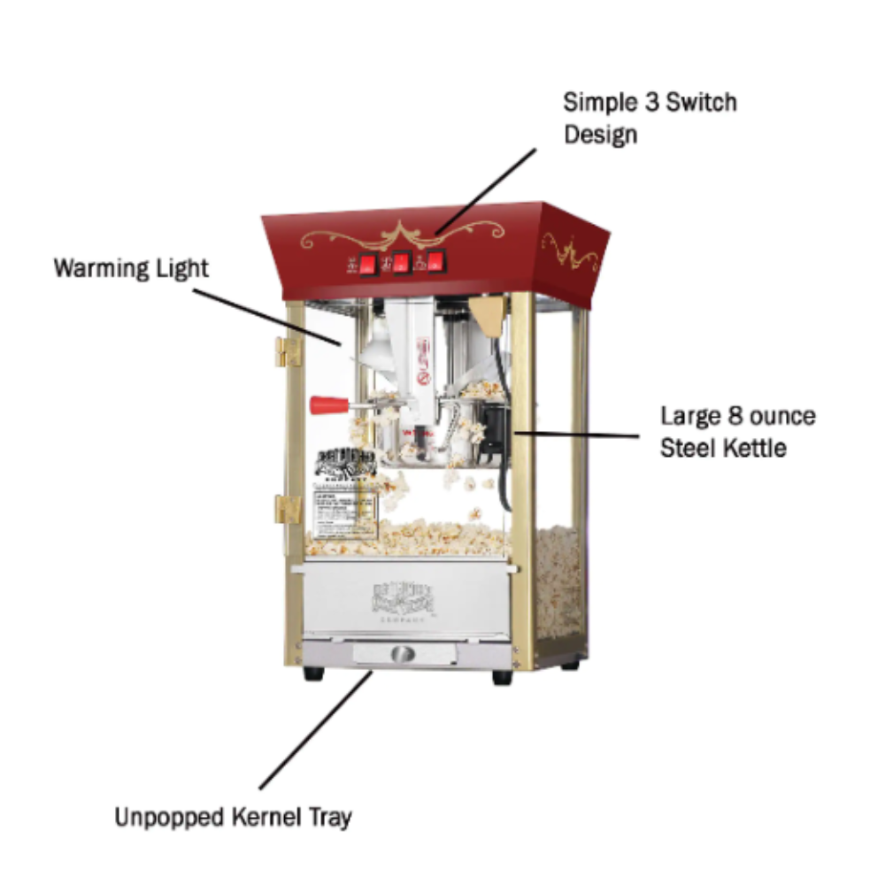 Great Northern 8 oz. Popcorn Red Antique Style Popcorn Popper Machine