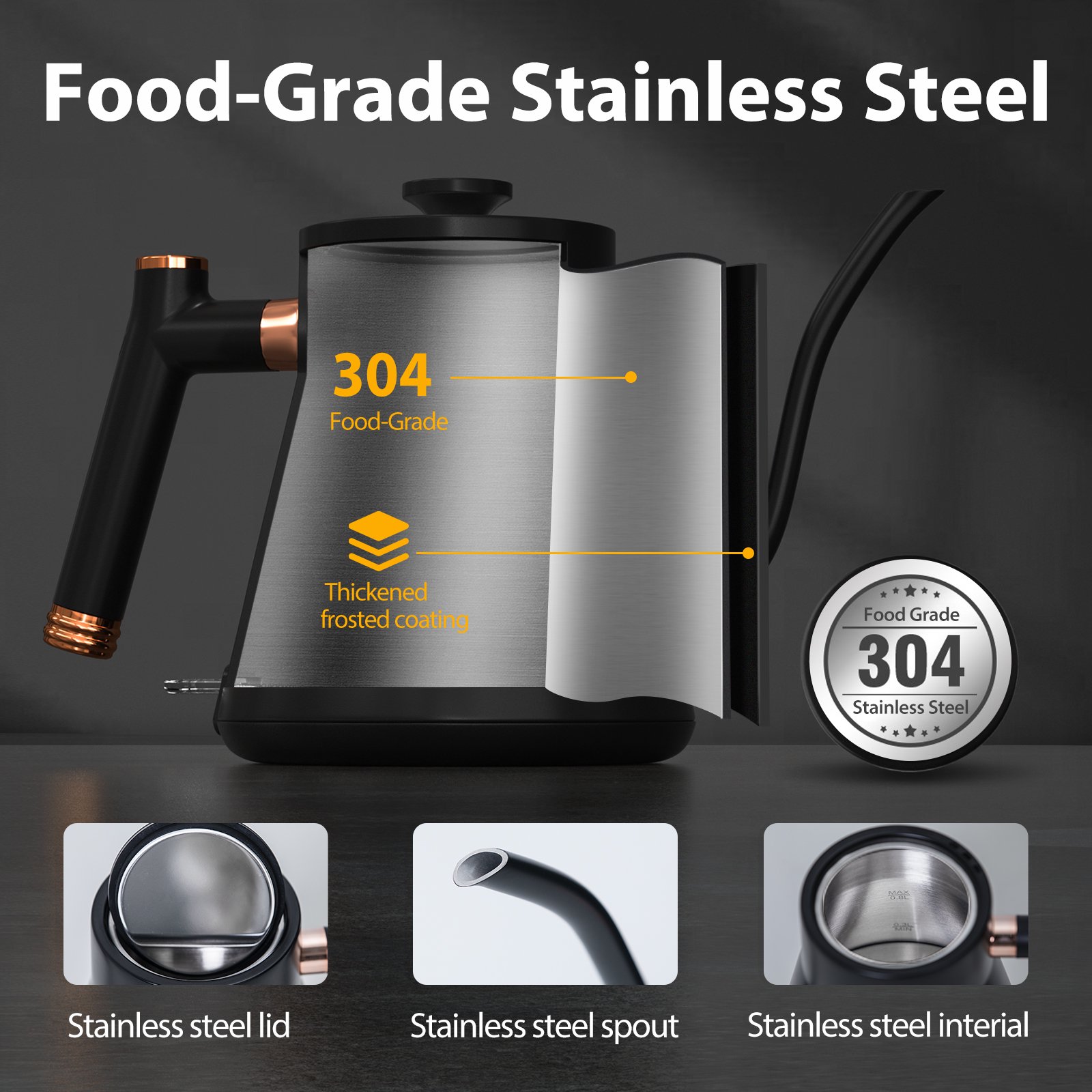 Aromaster Electric Gooseneck Kettle. Aromaster Pour Over Coffee & Tea Kettle with Thermometer