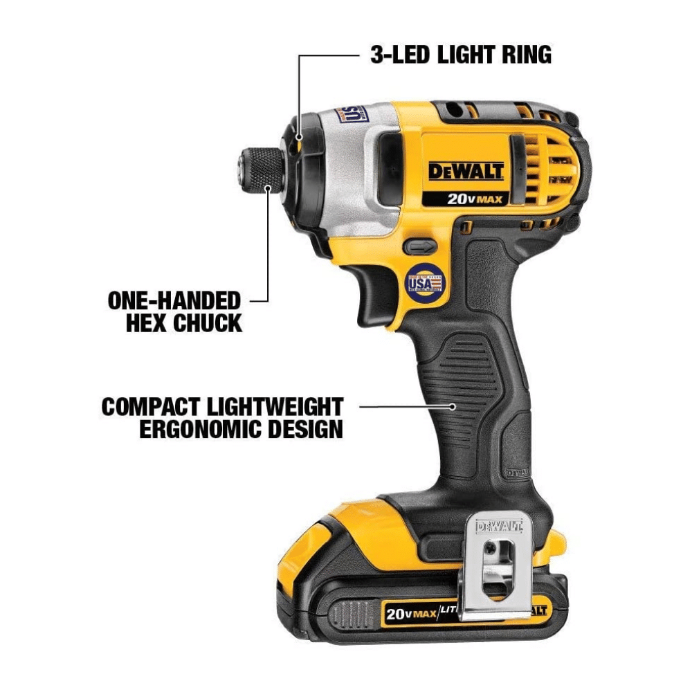 Dewalt 20V Max Impact Driver Kit. 1/4-Inch (DCF885C1)