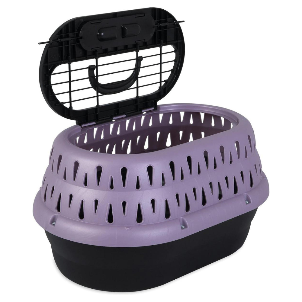 Petmate Top Load Cat Kennel. Pearl Bubble Grape/Black