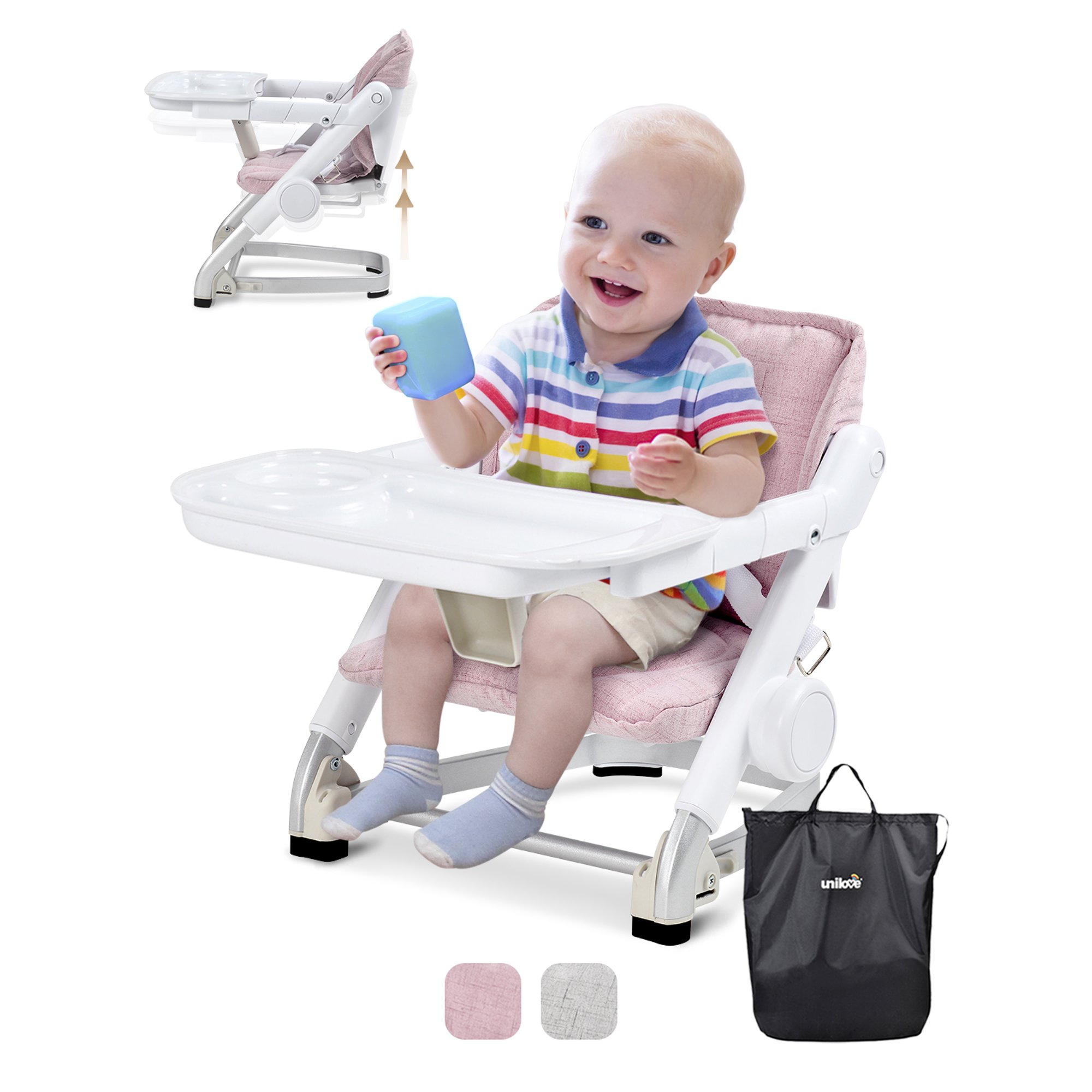 Unilove Feed Me 3-in-1 Dining Booster Seat for Infant and Toddler. Plum Pink