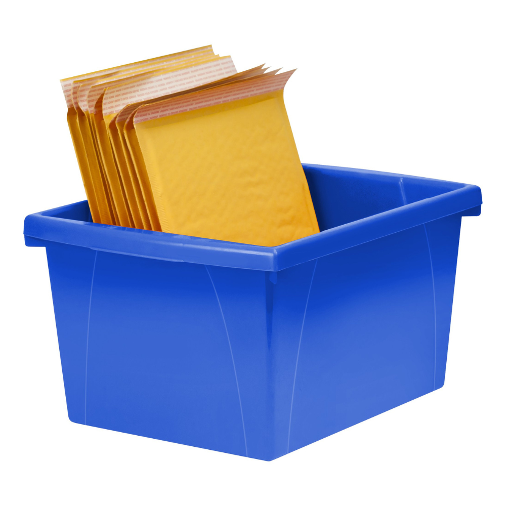 Storex 4 Gallon Plastic Storage Bin With Lid For Kids. Letter Size. Assorted Colors. 6-Pack