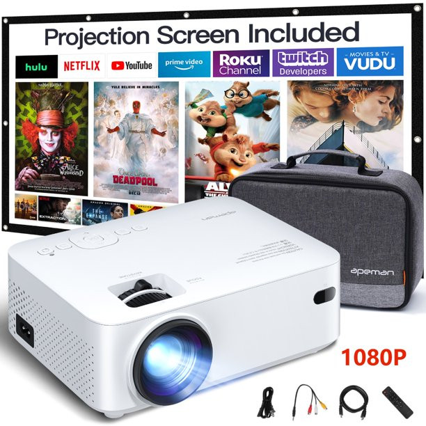Apeman Mini Projector 1080P LCD Display 200” Portable Video Projector