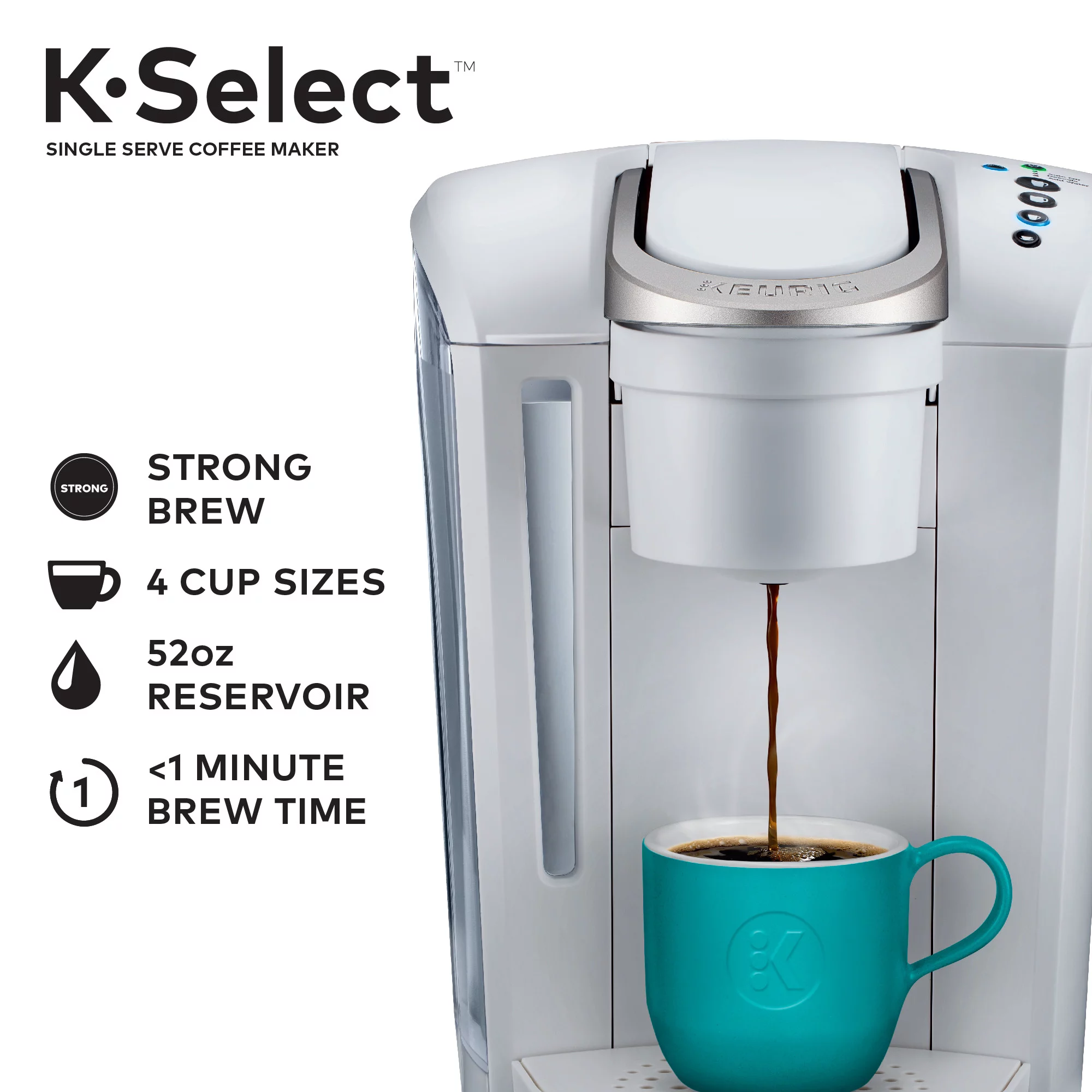 Keurig K-Select Single-Serve K-Cup Pod Coffee Maker. Matte White