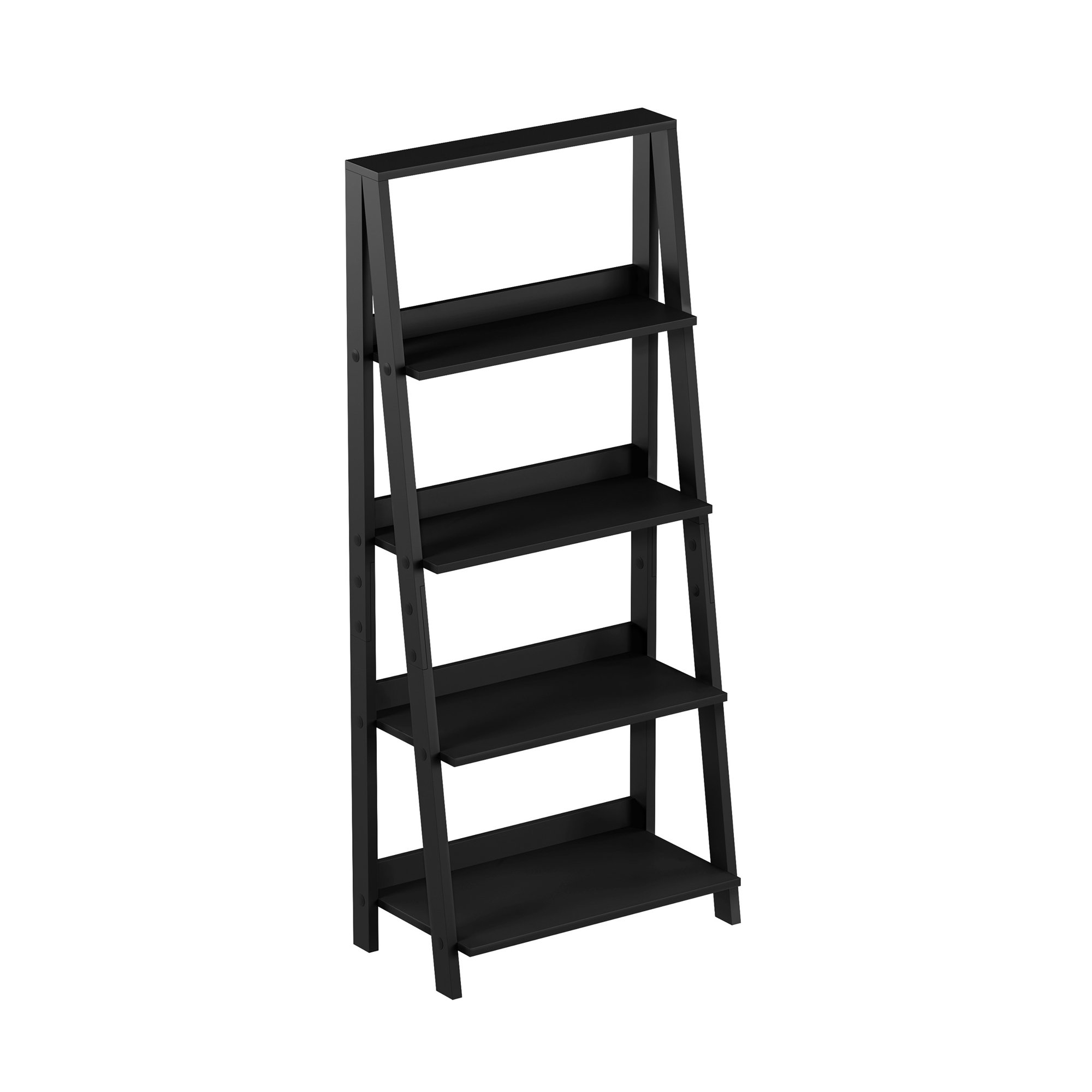 Somerset Home Ladder Bookshelf - 4-Tier Freestanding Bookcase (Black)