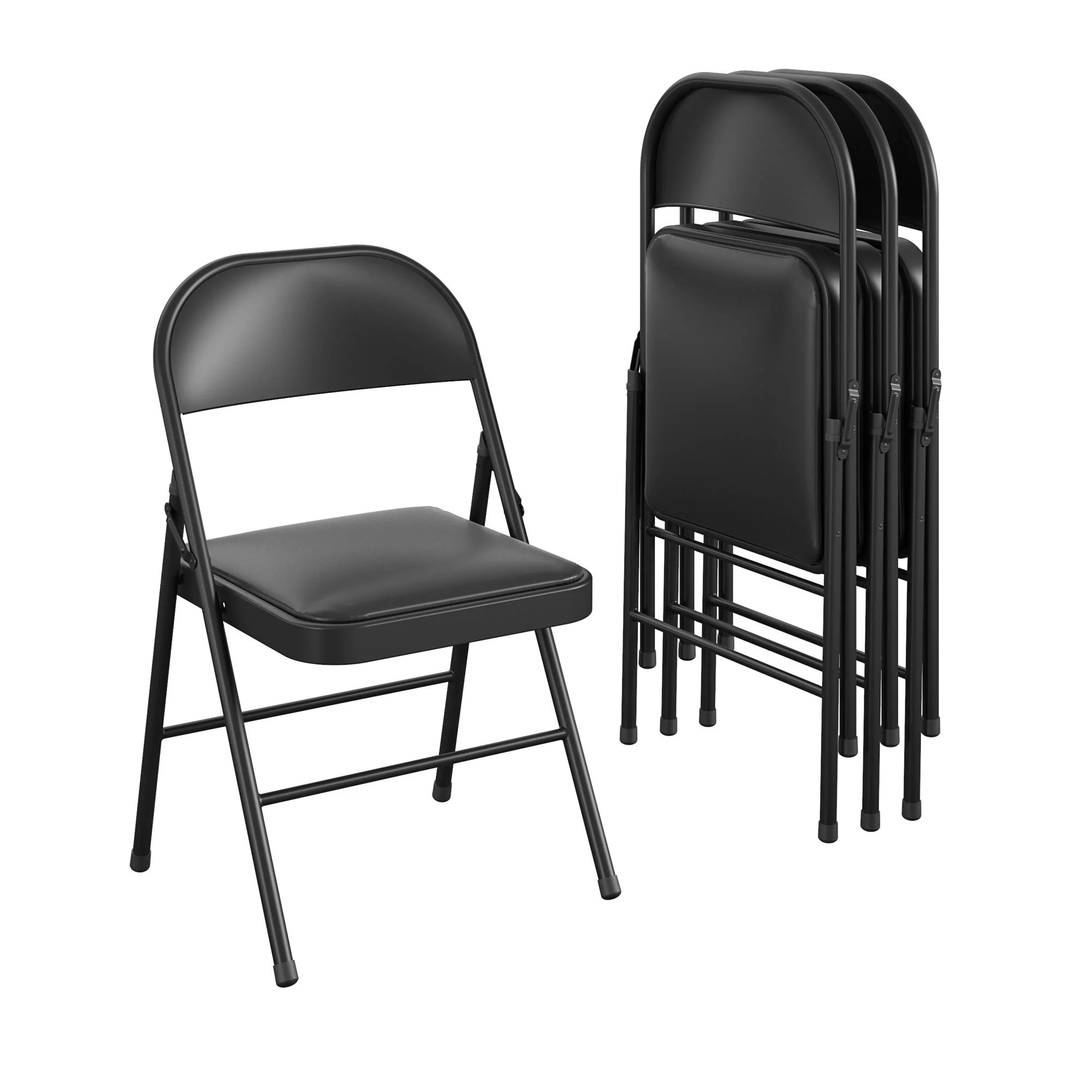 Mainstays Vinyl Folding Chair (4 Pack). Black