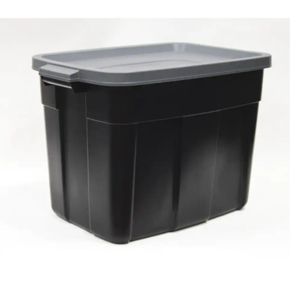 Rubbermaid Roughneck 18-Gal. Storage Tote Container Organizer in Black/Cool Gray (6-Pack)
