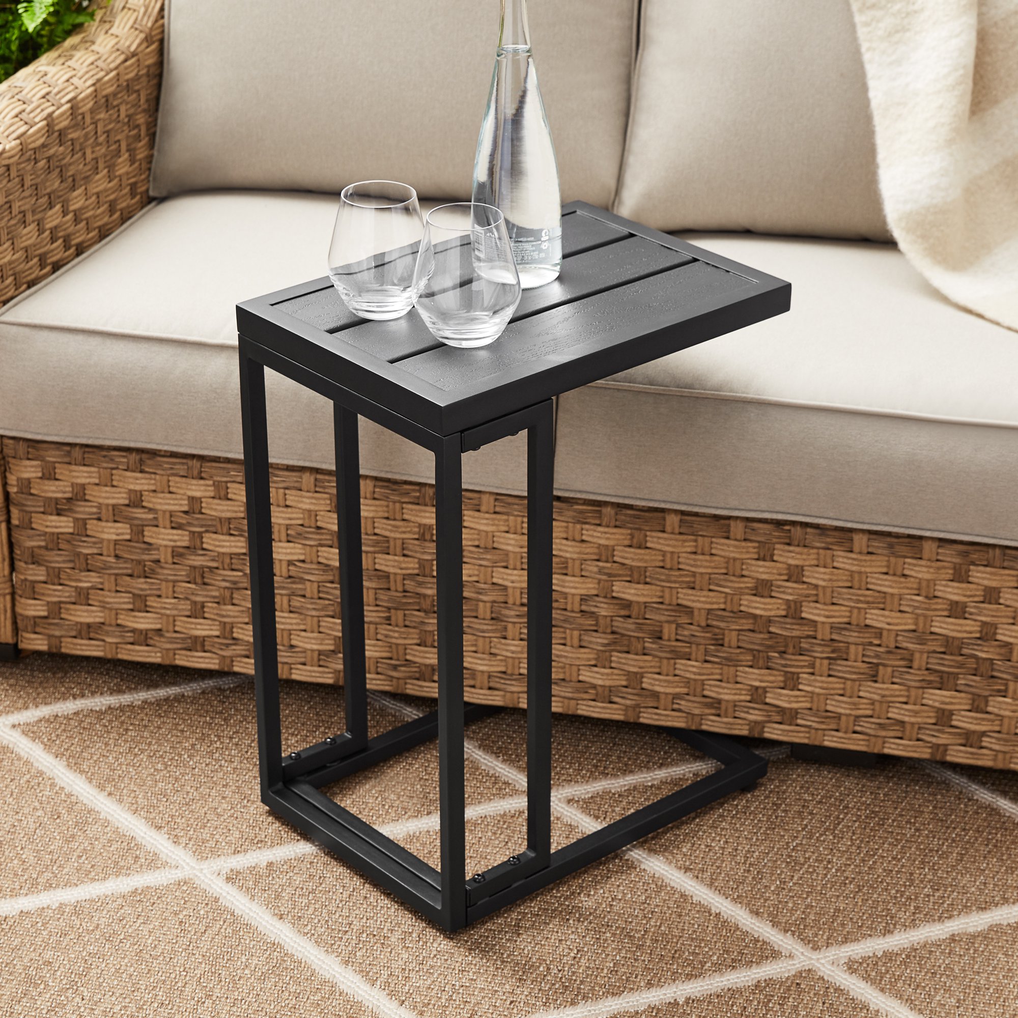 Better Homes & Gardens Milport Slat Top Side Table - 22 Inches - Black