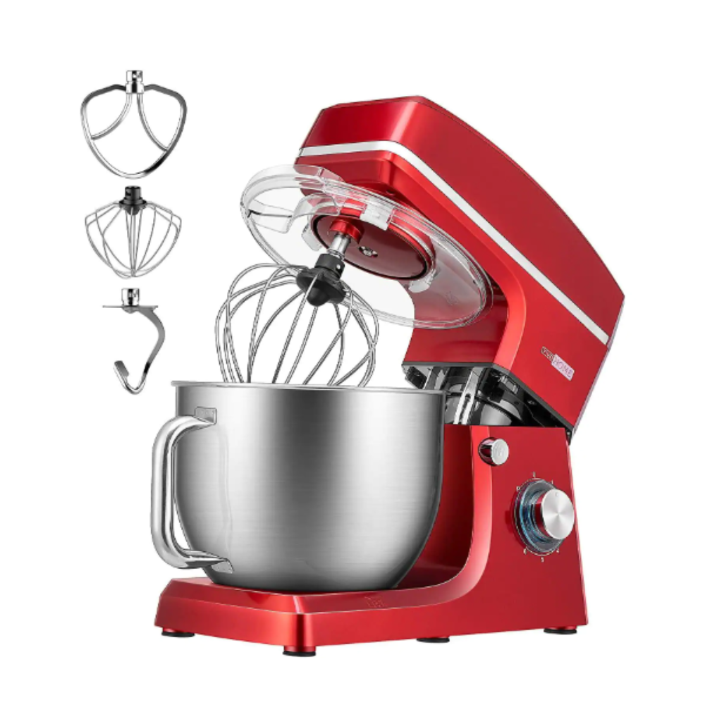 Vivohome 7.5 qt. 6-Speed Red Tilt-Head Electric Stand Mixer with Accessories and ETL Listed
