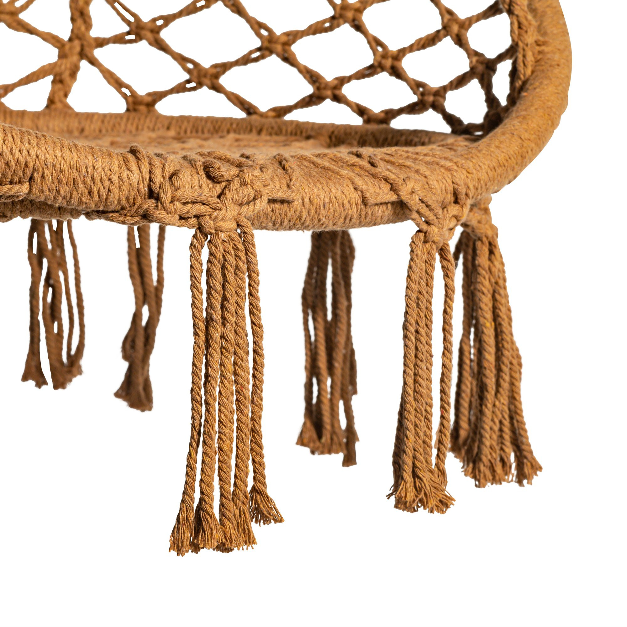 Bliss Hammocks Brown 31.5″ Wide Macram  Swing Chair. Eco-Friendly Cotton & Bohemian Style Design